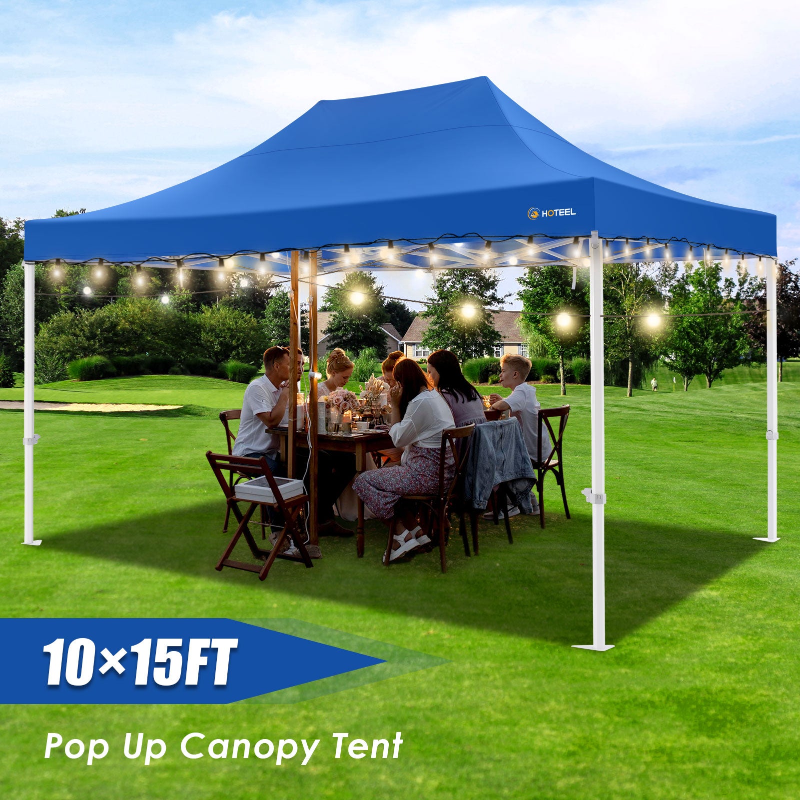 HOTEEL 10x15 Pop Up Canopy Tent Heavy Duty Easy Up Outdoor Canopy Commercial Event Tent Wedding with Roller Bag,UV 50+ & Upgraded No Water Accumulation,Thick Hexagonal Legs