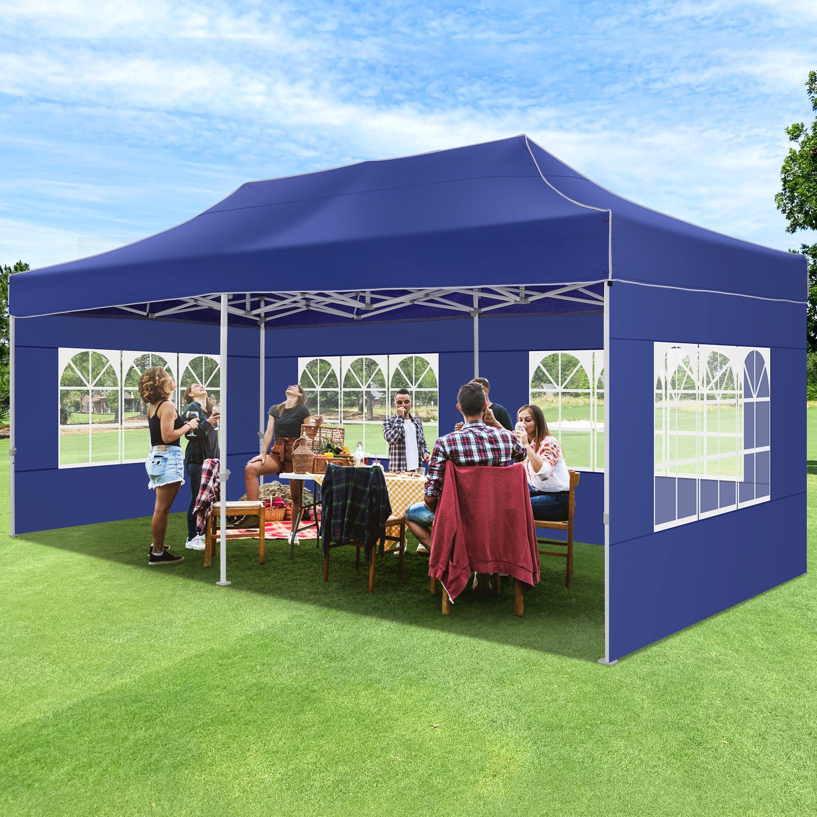 COBIZI 10x20 Pop Up Canopy Tent Heavy Duty with 6 Removable Sidewalls, Commercial Heavy Duty Pop Up Tent for Parties All Weather Waterproof and UV 50+ Wedding Tent with Roller Bag(Legs Upgraded)
