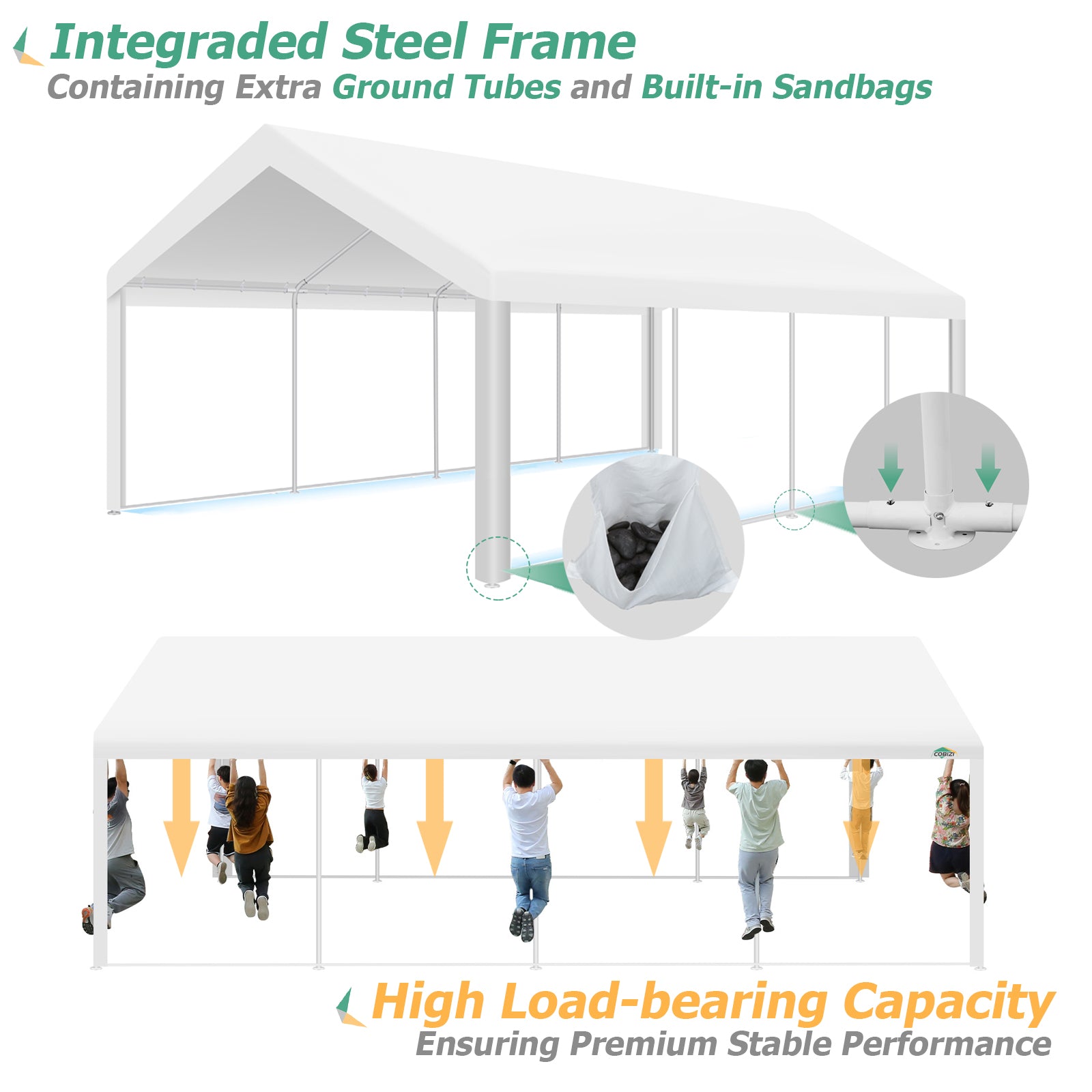 HOTEEL 13x26 Heavy Duty Party Tent, Outdoor Large Canopy Wedding Tent with Removable Sidewalls, White Event Shelter, Windproof, UV 50+, Outdoor Gazebo with Built-in Sandbags for Catering, BBQs, White