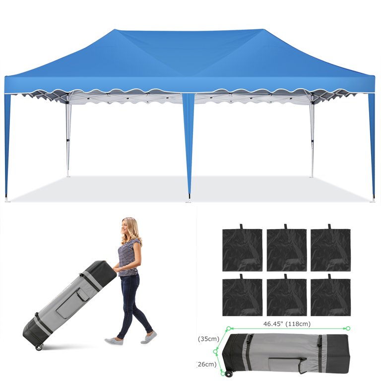 YUEBO Canopy 10' x 20' Pop Up Canopy Tent Heavy Duty Waterproof Adjustable Commercial Instant Canopy Outdoor Party Canopy Parties,Wedding,Outside Patio,Event,Backyard,Black
