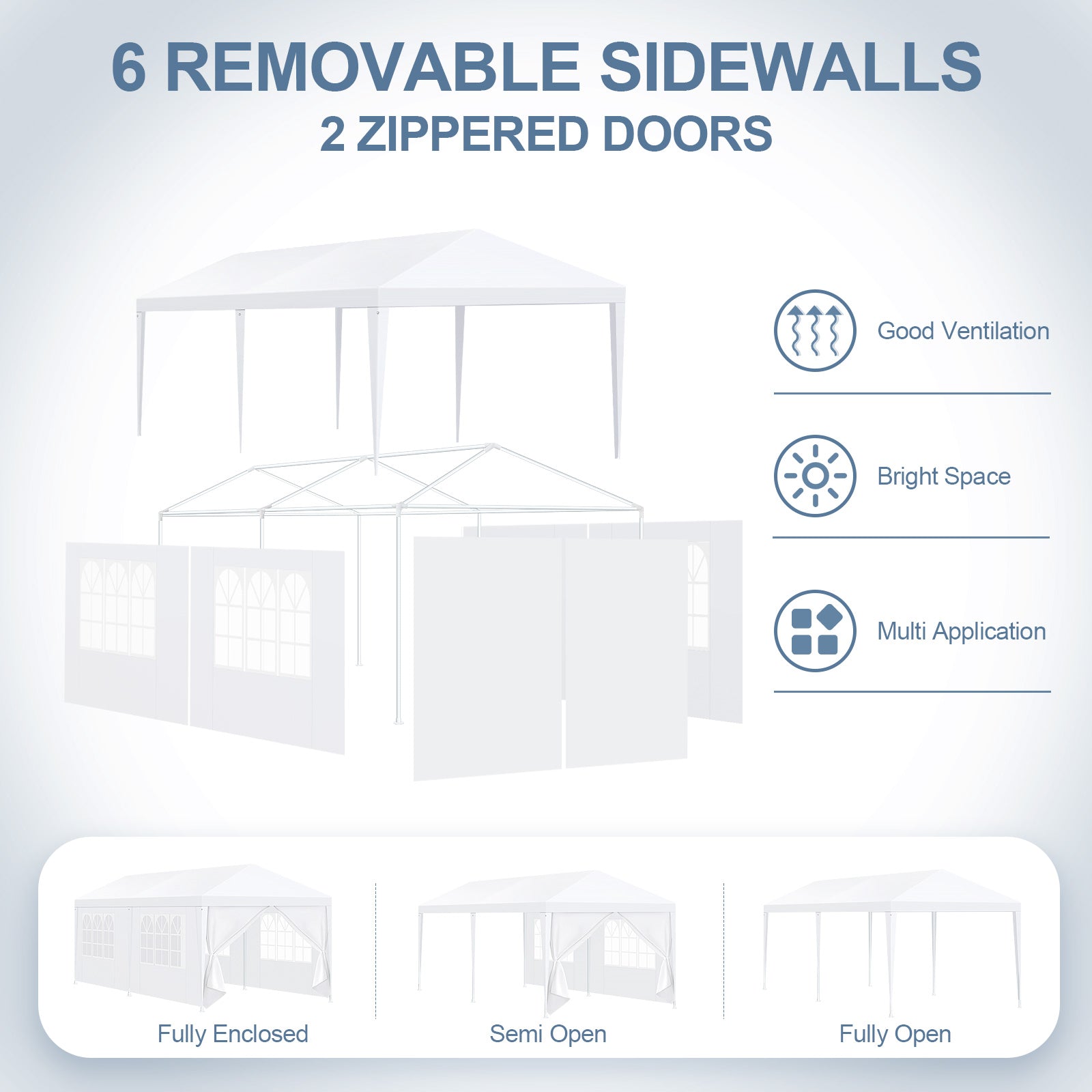 COBIZI 10'x20' Canopy Party Tent with 4 Removable Sidewalls, Outdoor Tent for Parties, Event Tent, Large Canopy Tent for Weddings, Parties, Patio Camping Gazebo, All Season & Waterproof, White SPC000108