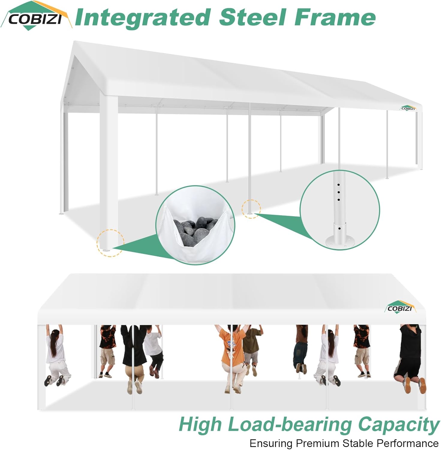 COBIZI 10'x30' Heavy Duty Party Tent with Removable Sidewall Windows SPC000124