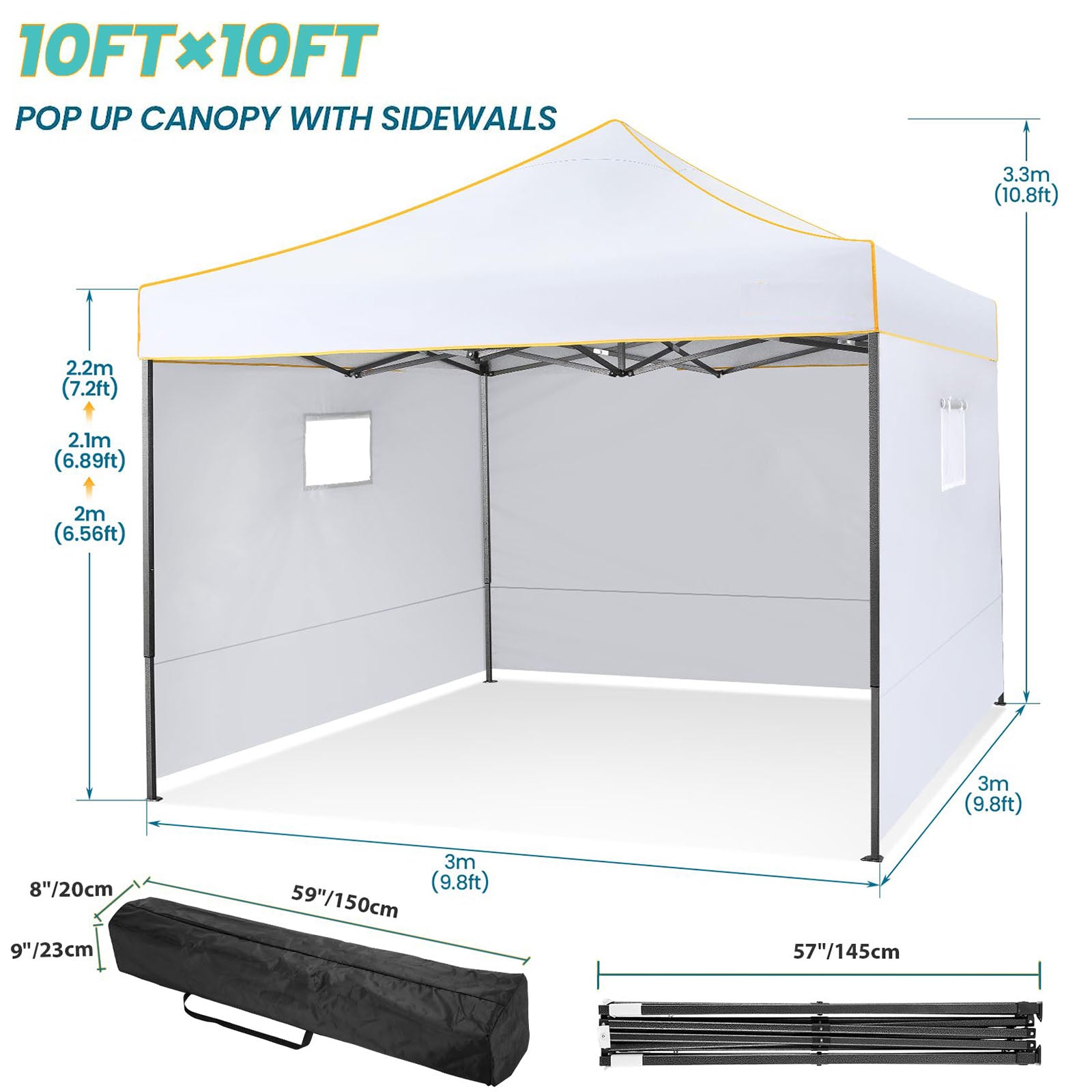 HOTEEL Canopy Tent 10x10 Pop Up Canopy, Outdoor Easy Up Canopy With Sidewalls, Portable Event Tent for Backyard, Parties, Camping, Commercial