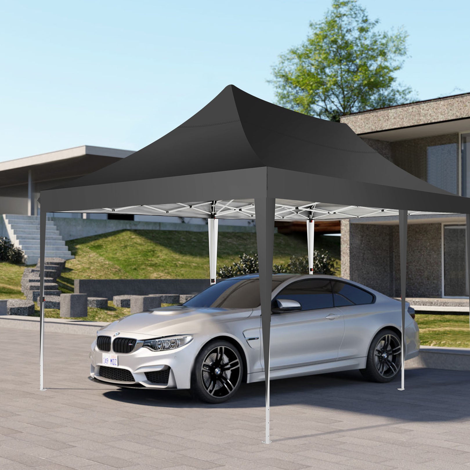 HOTEEL 10' x 20' Pop up Canopy Tent,Heavy Duty Waterproof Commercial Instant Gazebo,Outdoor Canopy for Party,Wedding,Event,Backyard,Black