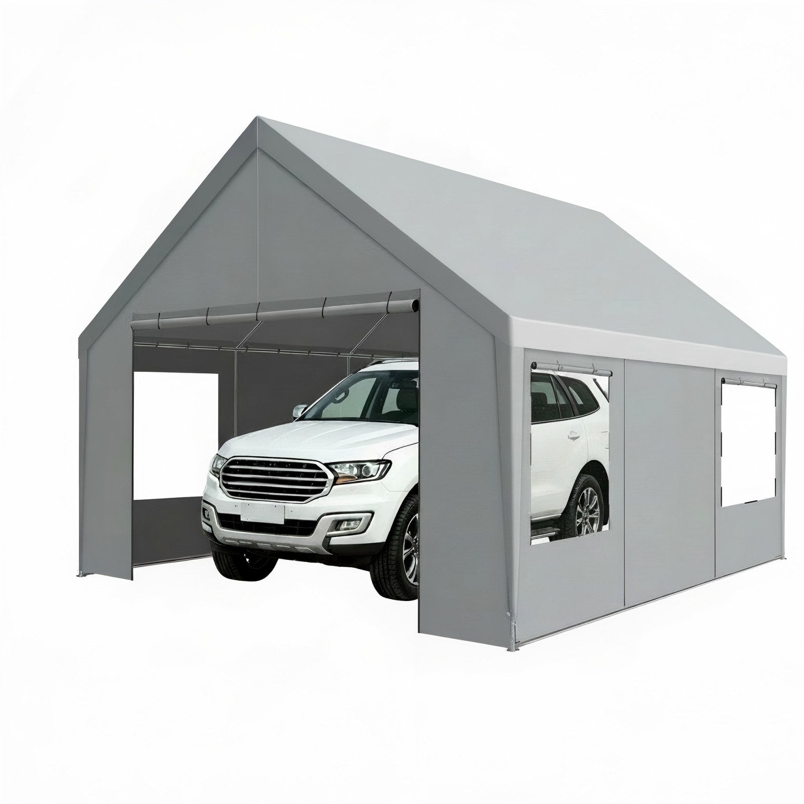 COBIZI 20'x20' Large 2 Cars Heavy Duty Carport Canopy, Gray
