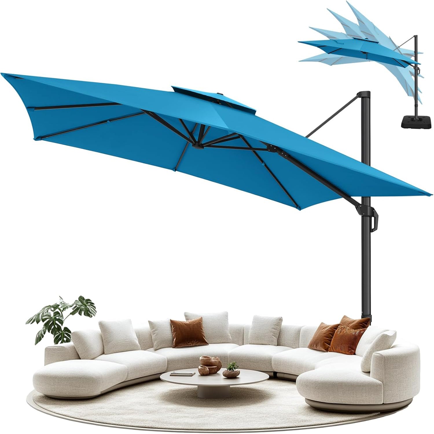 Cobizi Upgraded Patio Cantilever Sun Umbrella With 5 Adjustment Angles, 10'x10', SPC000236