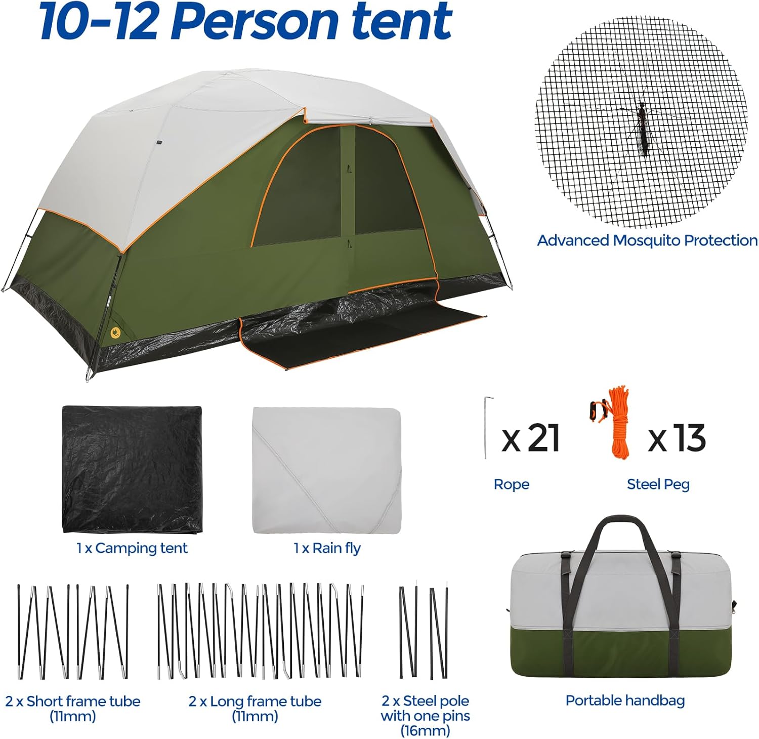 COBIZI 10-12 Person Family Camping Tent-Instant Setup Outdoor Tent 14.5'x8.5' SPC000295