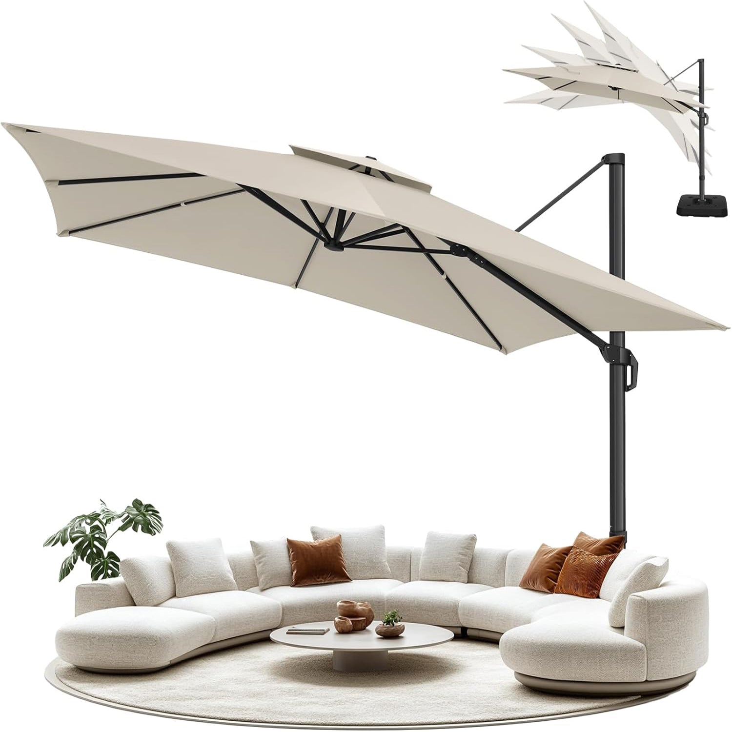Cobizi Upgraded Patio Cantilever Sun Umbrella With 5 Adjustment Angles, 10'x10', SPC000236