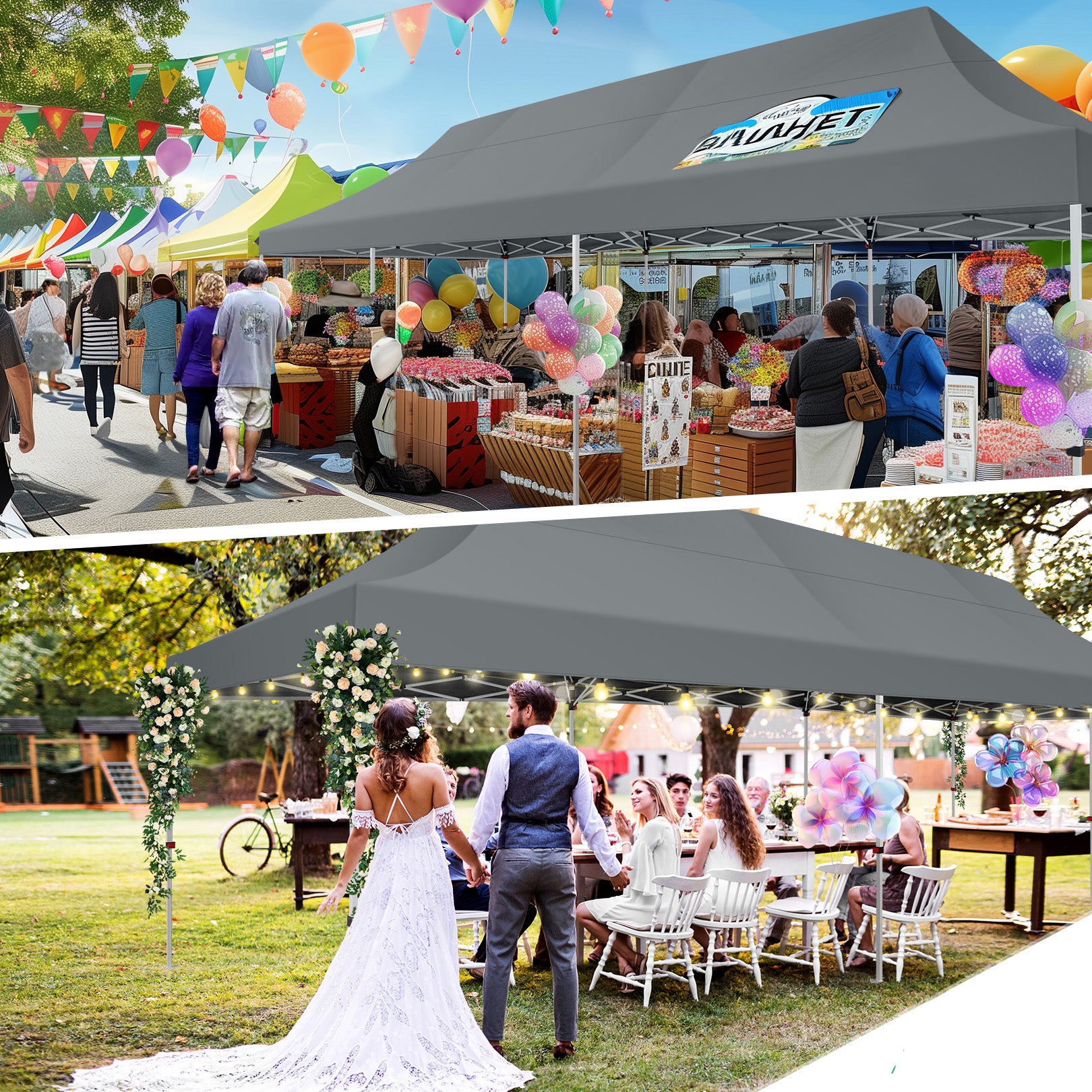 COBIZI 10'x30' Pop up Canopy, Pop up Party Tent with 6 Removable Sidewalls SPC000122