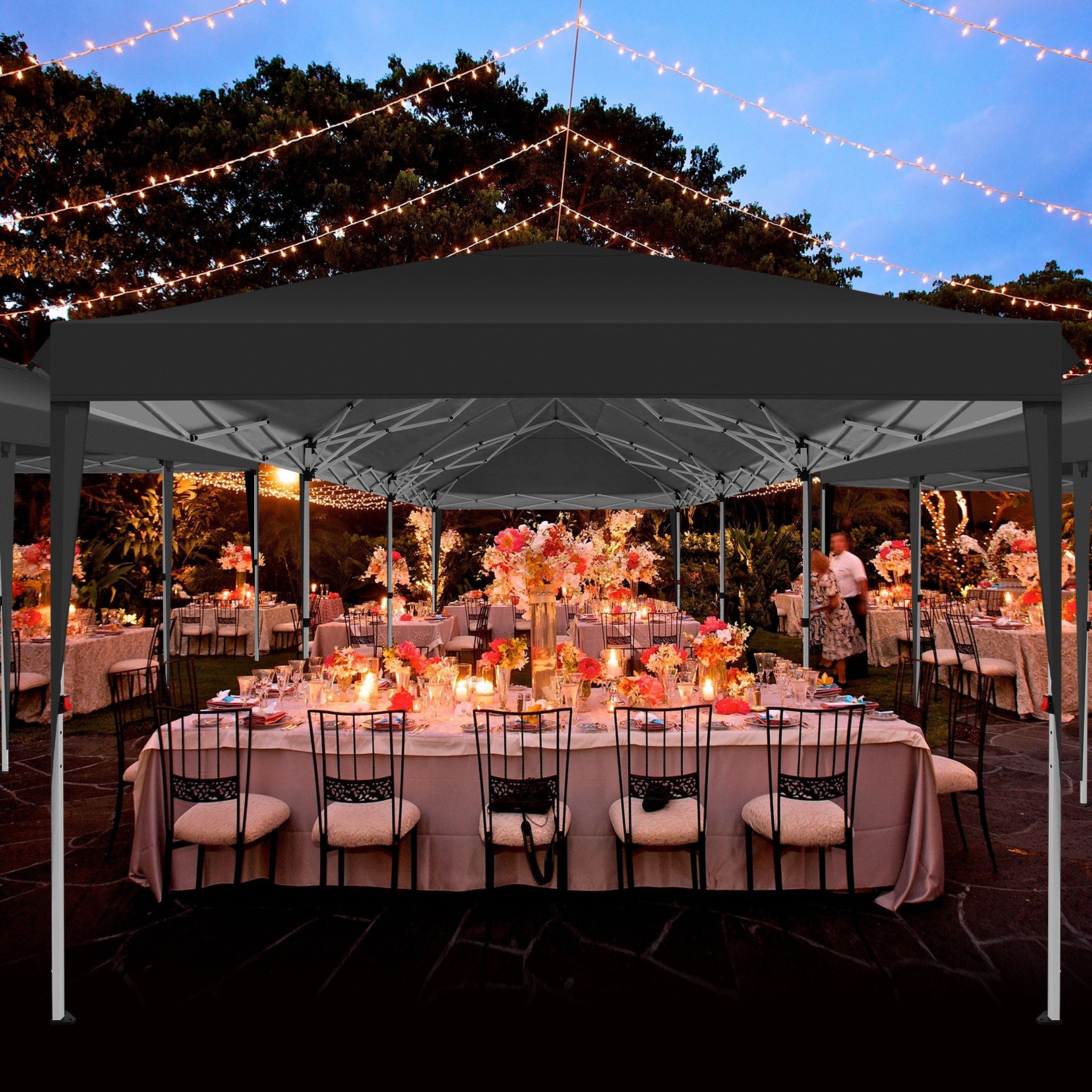 COBIZI 10'x30' Pop up Canopy with 6 Sidewalls & Carry Bag, Black SPC204