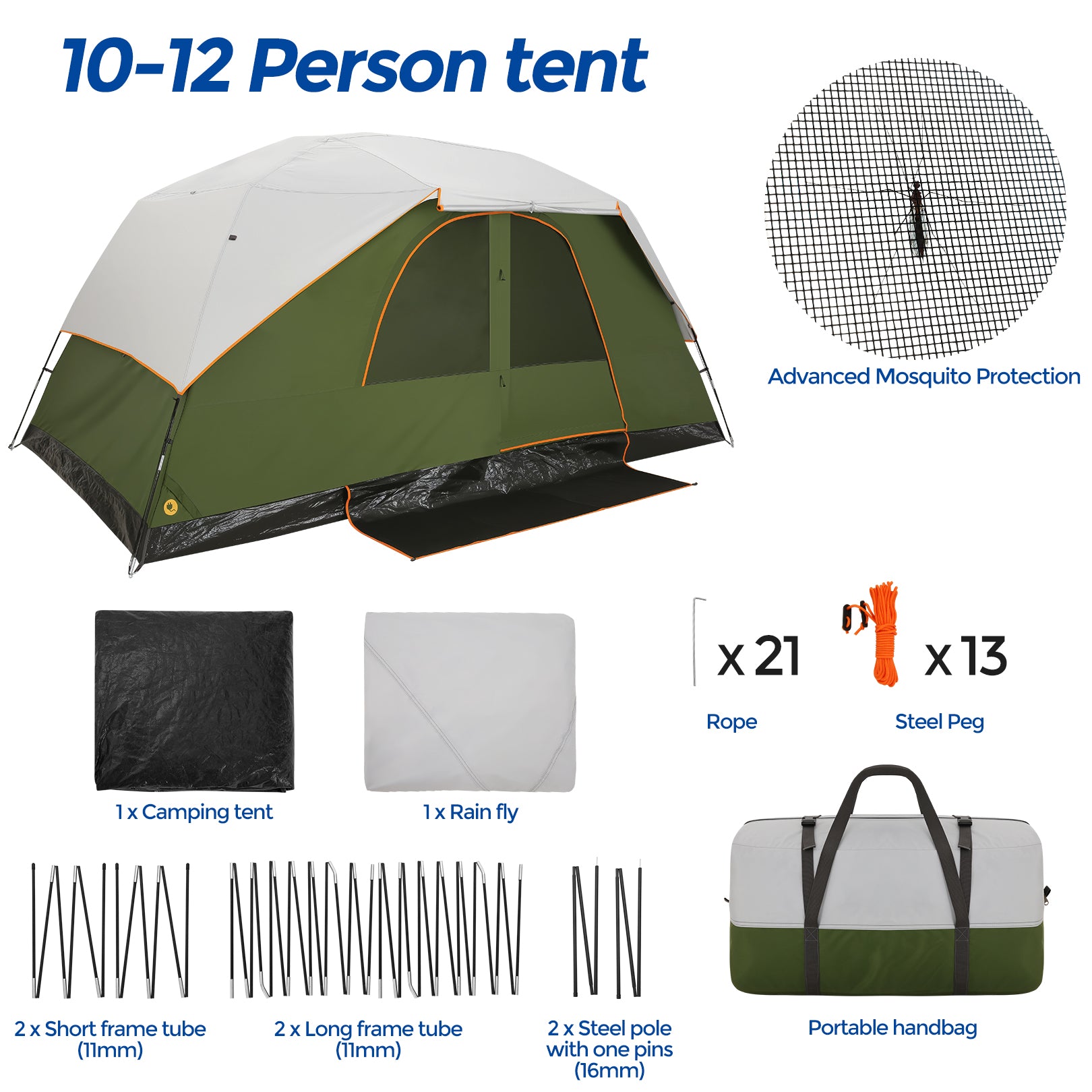 COBIZI 10-12 Person Family Camping Tent-Instant Setup Outdoor Tent 14.5'x8.5' SPC000295