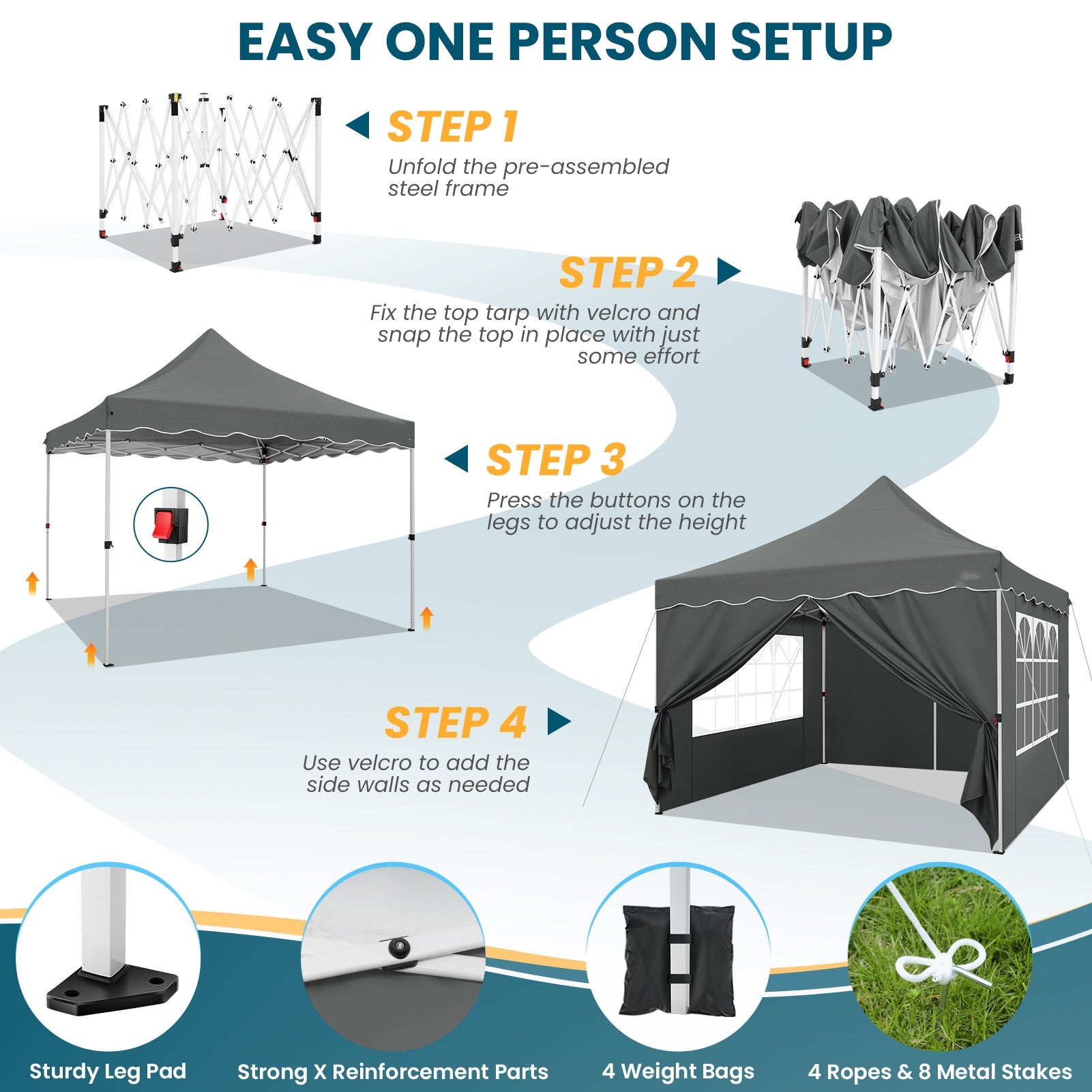 COBIZI 10'X10' Pop Up Canopy With 4 Sand Bag & Carry Bag SPC134