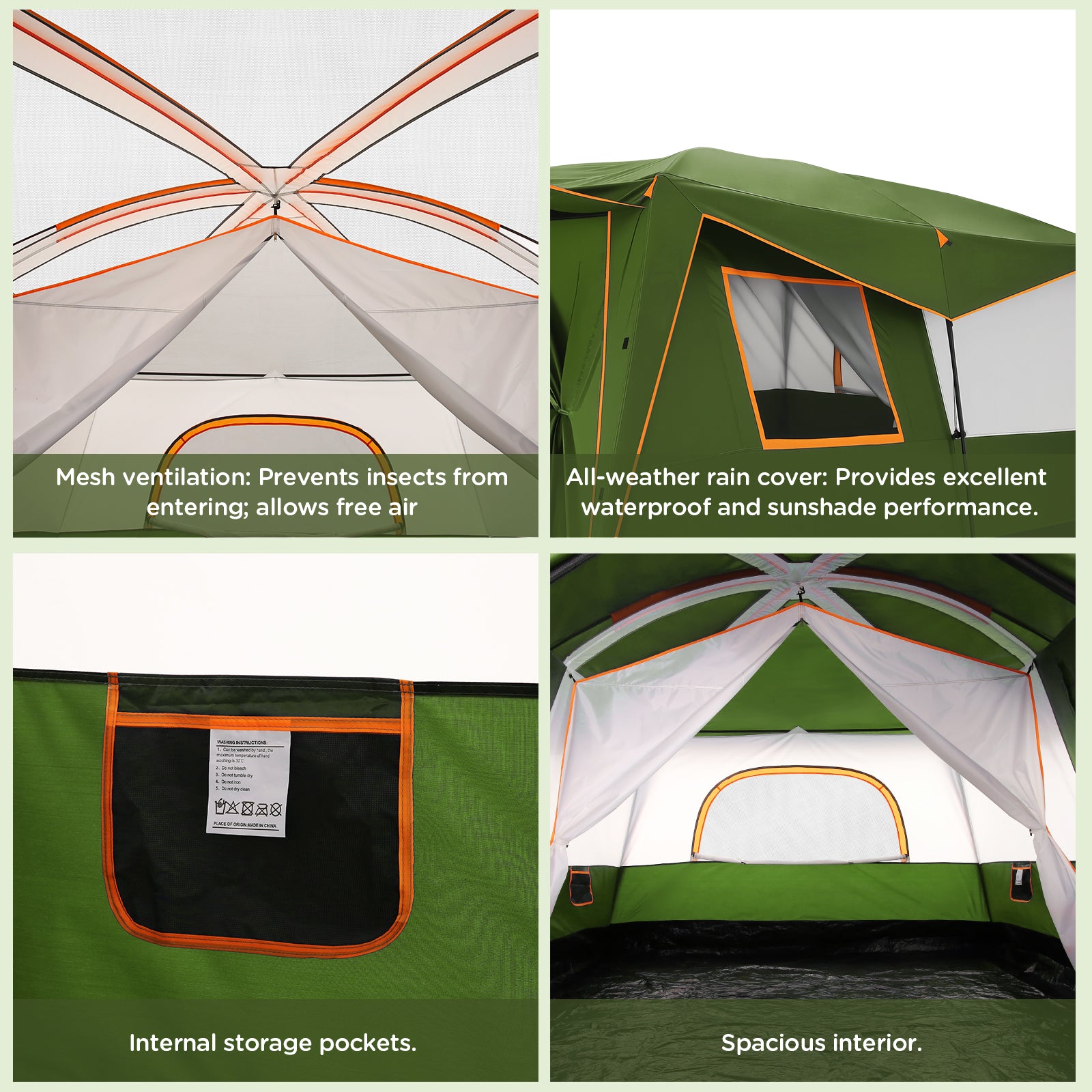 COBIZI 10 Person Large 2 Room Camping Tent With Removable Awning , 3 Minutes Instant Setup SPC269