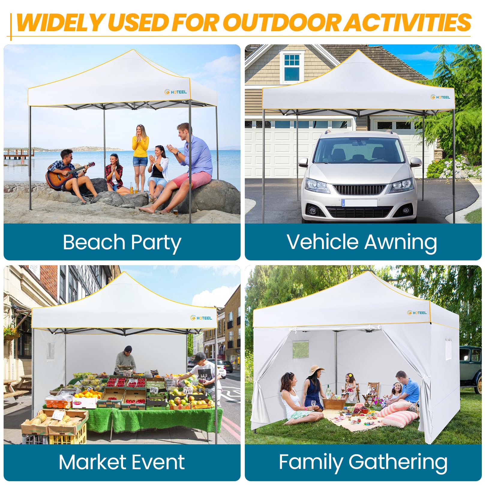 HOTEEL Canopy Tent 10x10 Pop Up Canopy, Outdoor Easy Up Canopy With Sidewalls, Portable Event Tent