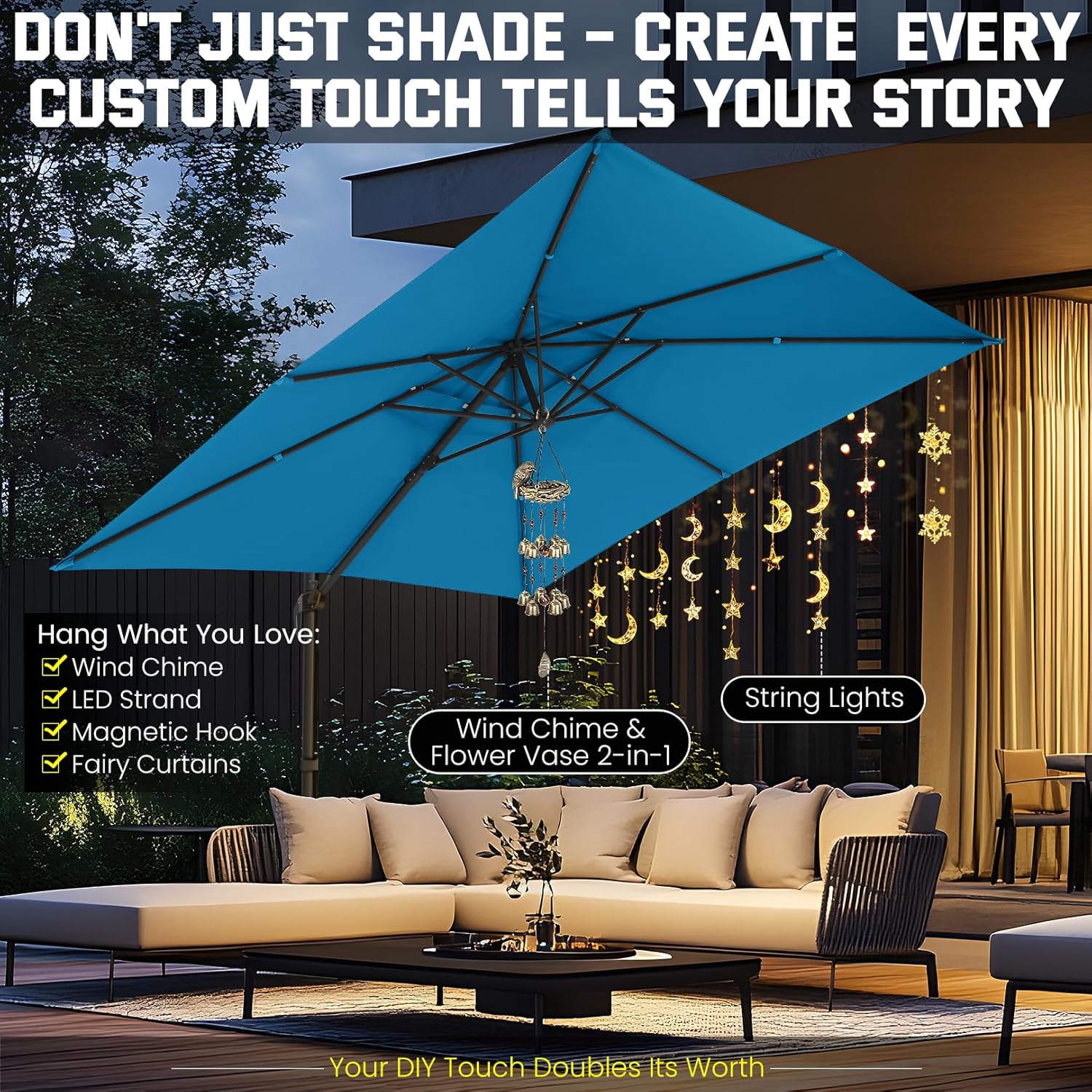 Cobizi Upgraded Patio Cantilever Sun Umbrella With 5 Adjustment Angles, 10'x10', SPC000236