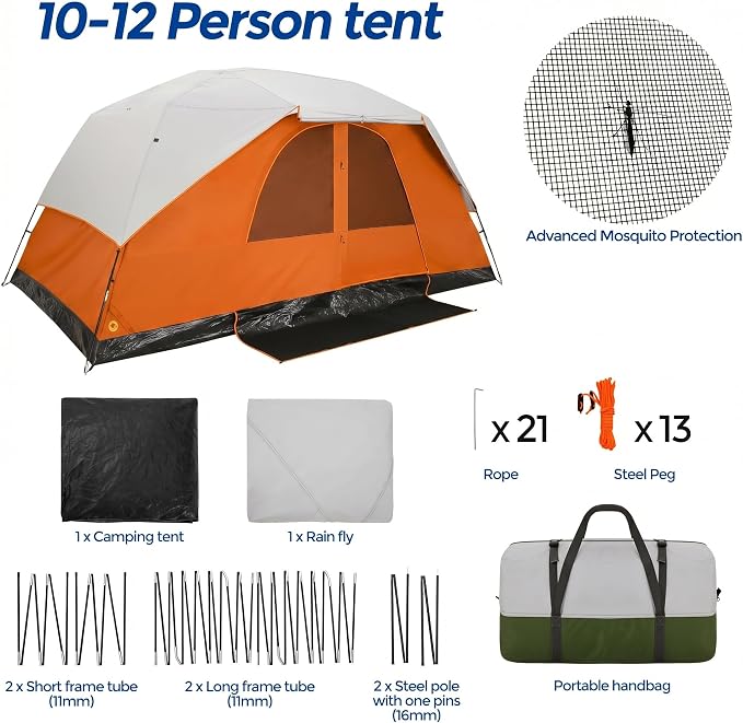 COBIZI 10-12 Person Family Camping Tent-Instant Setup Outdoor Tent 14.5'x8.5' SPC000295