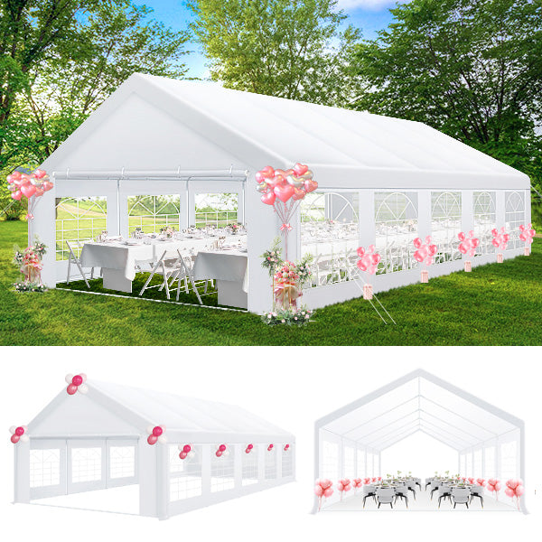 HOTEEL 10x30ft Heavy Duty Canopy Tent, Easy Up Commercial Outdoor Canopy Wedding Party Tent, Waterproof Outdoor Canopy Tents for Large Events, Wedding, Parties, White