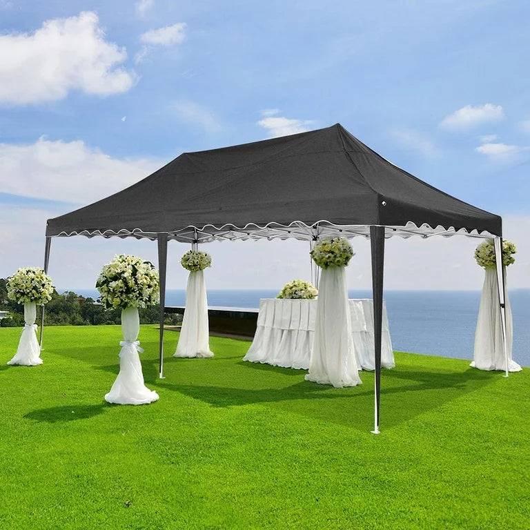 YUEBO Canopy 10' x 20' Pop Up Canopy Tent Heavy Duty Waterproof Adjustable Commercial Instant Canopy Outdoor Party Canopy Parties,Wedding,Outside Patio,Event,Backyard,Black