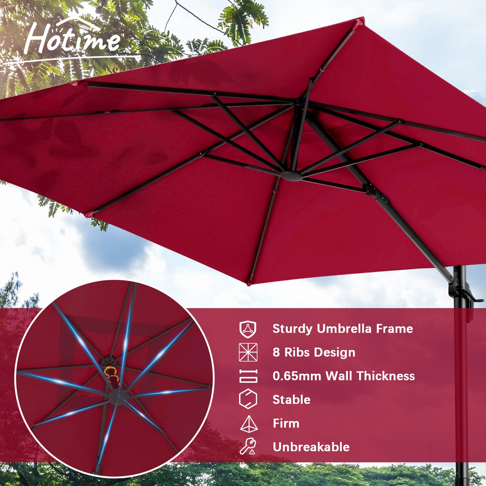 HOTEEL 10 Ft Patio Umbrella Outdoor Cantilever Square Umbrella Aluminum Offset Umbrella with Base, 360¡ã Rotation£¬Burgundy