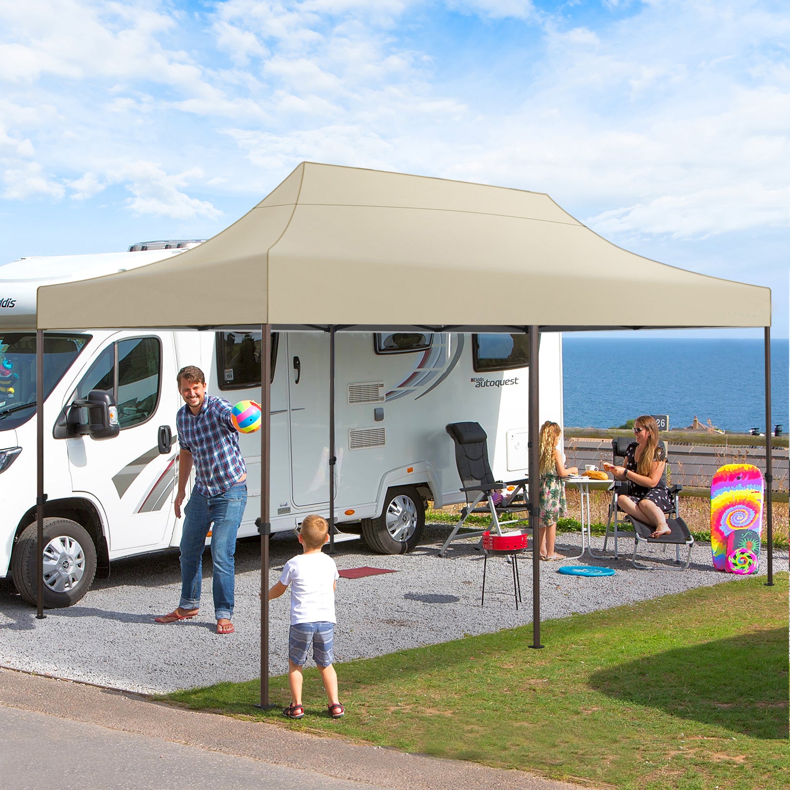 COBIZI 10x20 Heavy Duty Canopy Tent with 6 Removable Sidewalls,Pop up Outdoor Commercial Party Wedding Tent with Roller Bag,Waterproof & UV 50+,Khaki