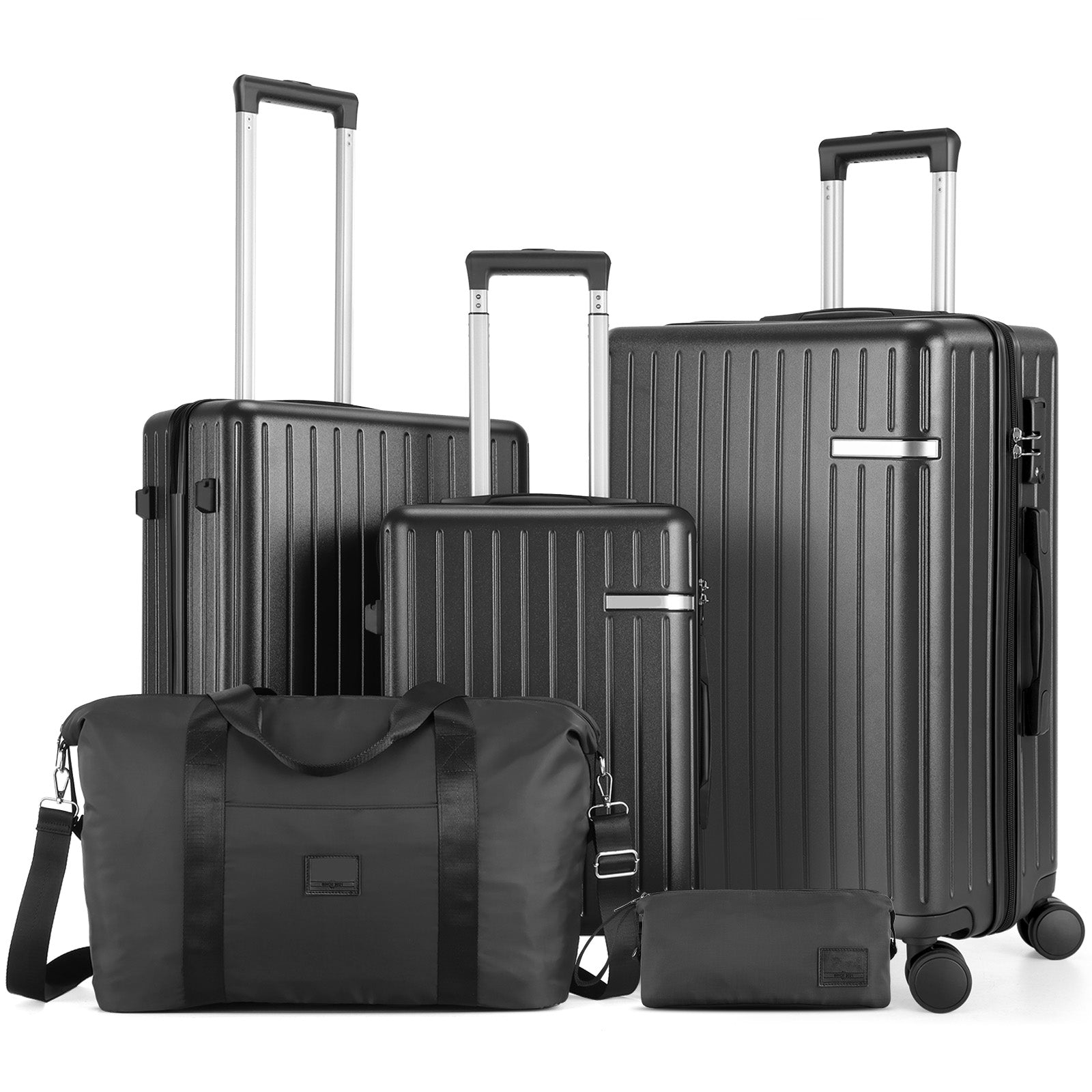 Hoteel 5 Piece Hardshell Luggage Set,Expandable PC+ABS Durable Suitcase,Hardside Lightweight Suitcase with TSA Lock Spinner Wheels,Navy Blue