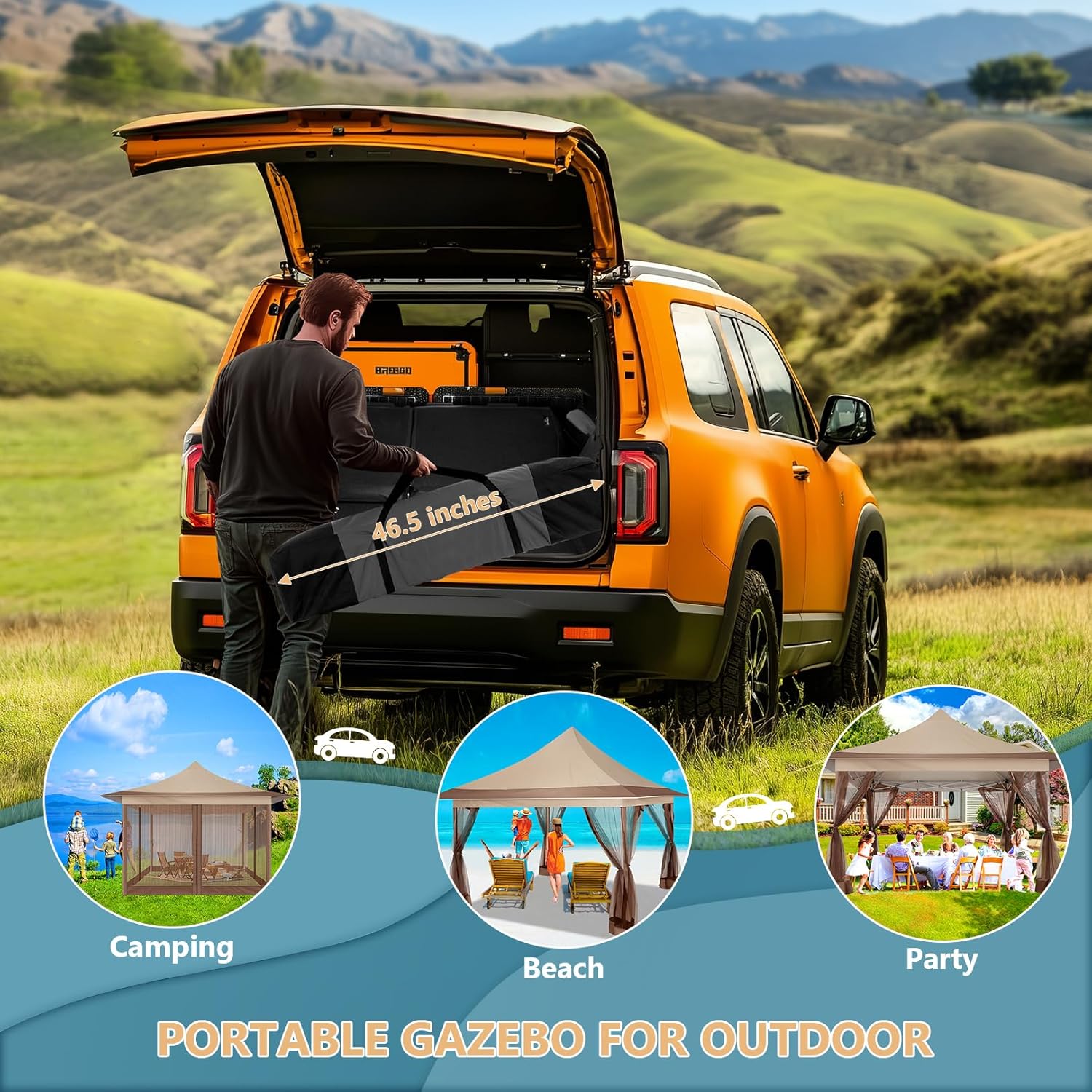COBIZI 12'x12' Pop-up Gazebo, Durable Gazing Pavilion with Mosquito Netting SPC149