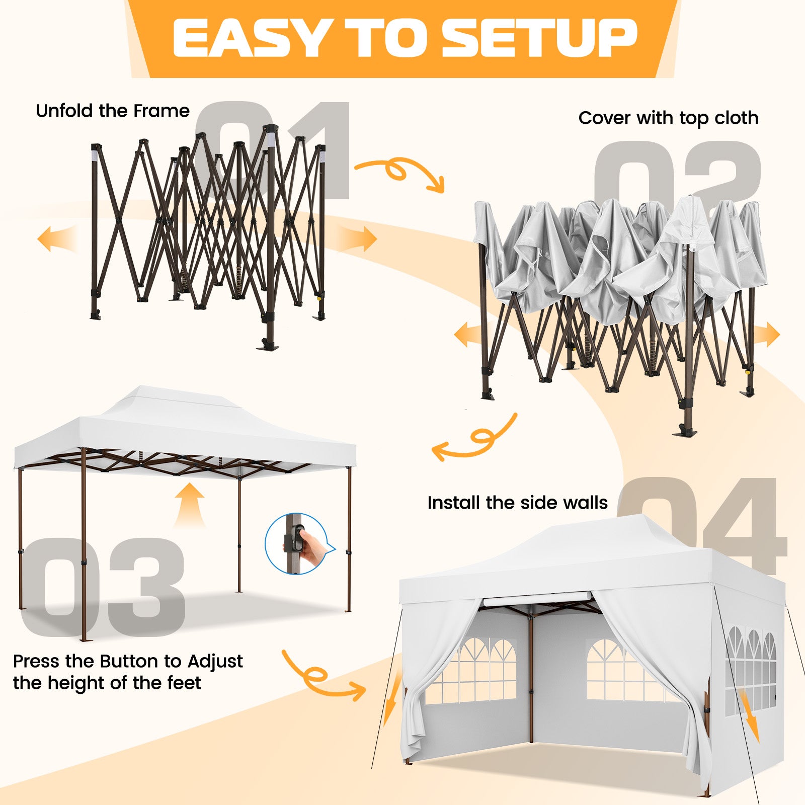 HOTEEL 10'x15' Heavy Duty Canopy Tent for Outside,Commercial Pop Up Gazebo with 4 Waterproof Walls,Hexagonal Frame & Roller Ba,Outdoor Weddings,Parties