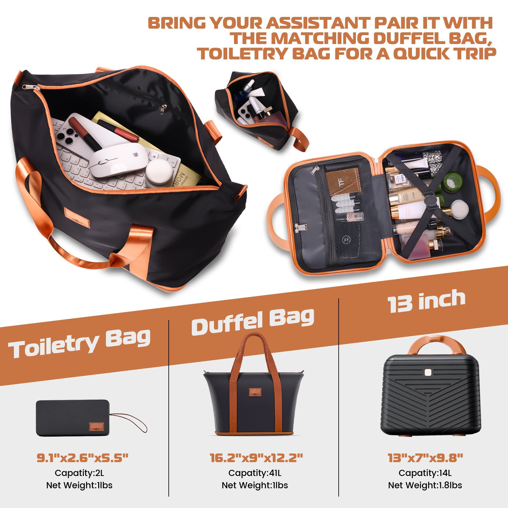 HOTEEL 4 Piece Hardside Luggage Set,Lightweight Travel Suitcases with TSA Lock & Spinner Wheels(13/20/24/28 inch, Black)