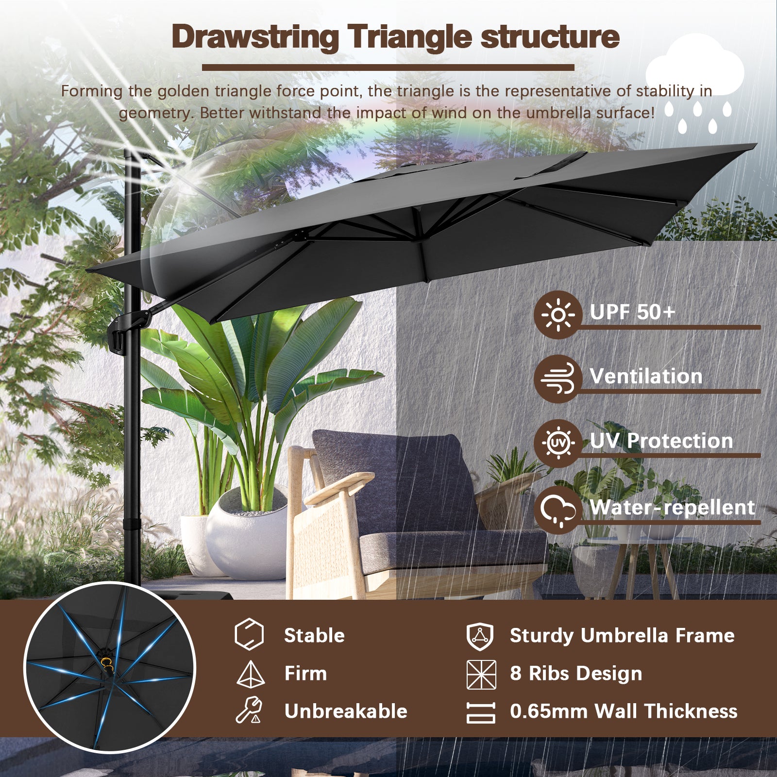 HOTEEL 10 Ft Patio Umbrella Outdoor Cantilever Square Umbrella Aluminum Offset Umbrella with Base, 360¡ã Rotation£¬Blue