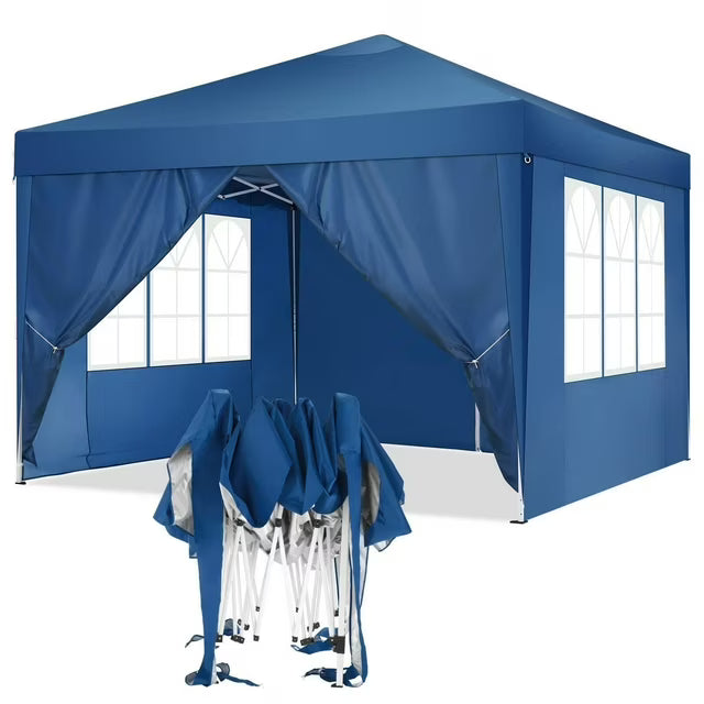 COBIZI 10'x10' Pop up Canopy Tent, Protable Canopy Tent with 6 Sidewalls Waterproof Commercial Pop up Tent for Parties, Wedding, Camping, Courtyard with Carry Bag,White SPC000202
