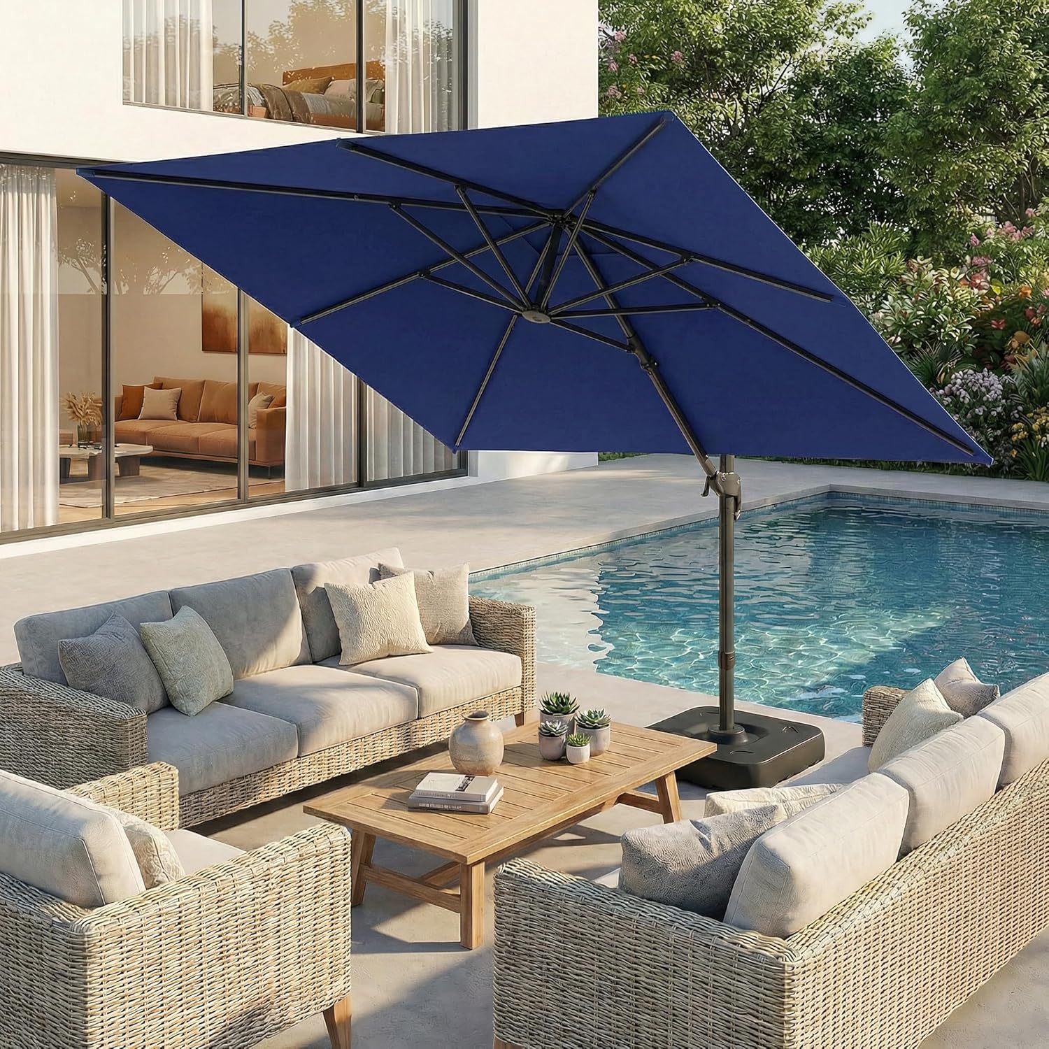 Cobizi Upgraded Patio Cantilever Sun Umbrella With 5 Adjustment Angles, 10'x10', SPC236