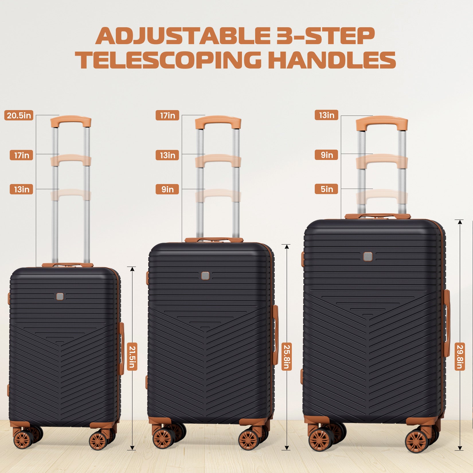 HOTEEL 4 Piece Hardside Luggage Set,Lightweight Travel Suitcases with TSA Lock & Spinner Wheels(13/20/24/28 inch, Black)