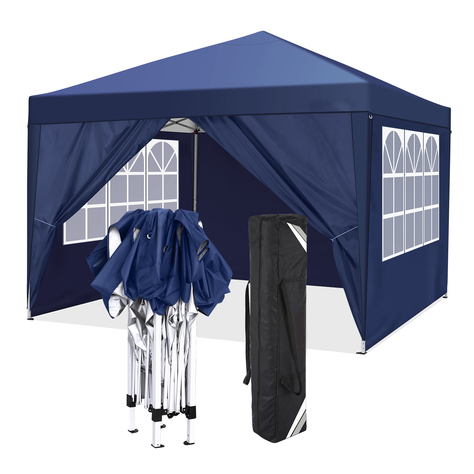 Hoteel 10'x 10' Pop up Canopy Straight Legs Instant Canopy for Outside Party Camping Canopy with 4 Removable Sidewalls