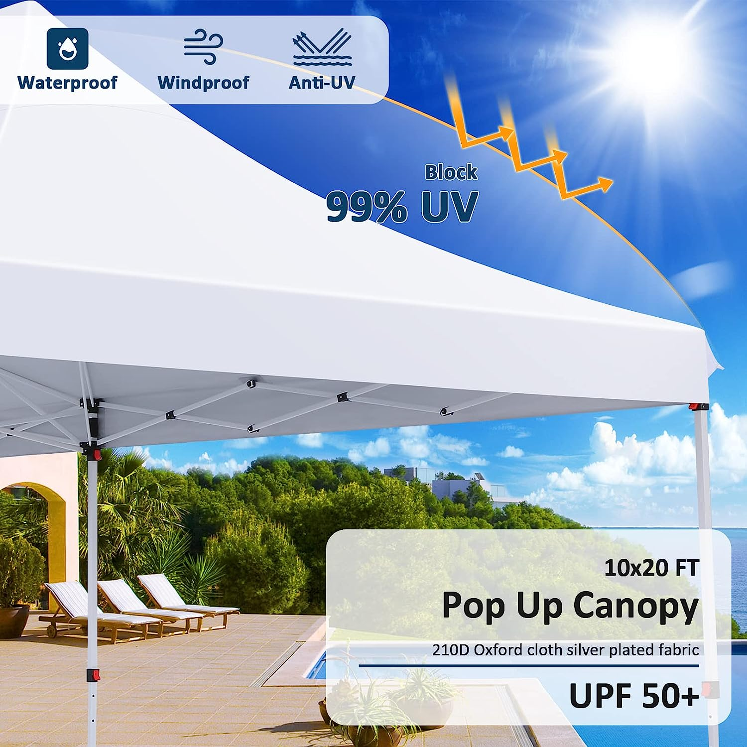 COBIZI 10'x20' Pop Up Waterproof Party Tent Canopy with 6 Removable Sidewalls AMA005924