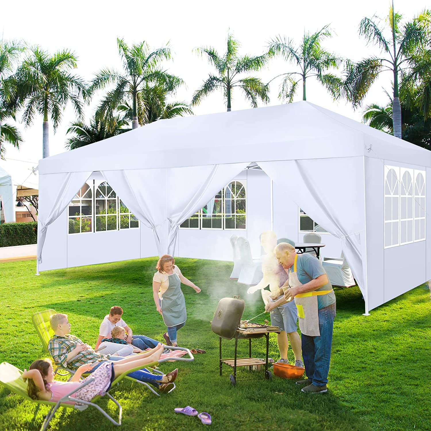 COBIZI Pop-Up-Überdachung Großes Partyzelt Shelter 10'x20' mit 6 Seitenwänden