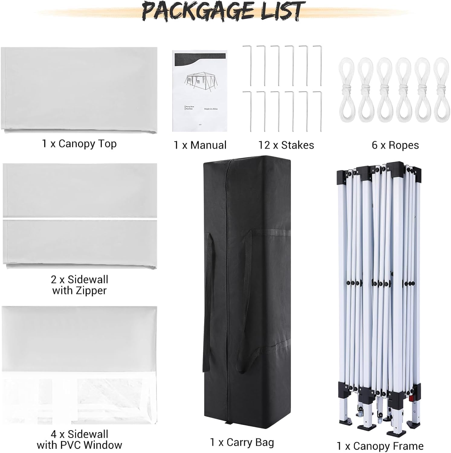 Cobizi Large 10'x20' Pop Up Canopy One-Push Setup with 6 Sidewalls SPC203