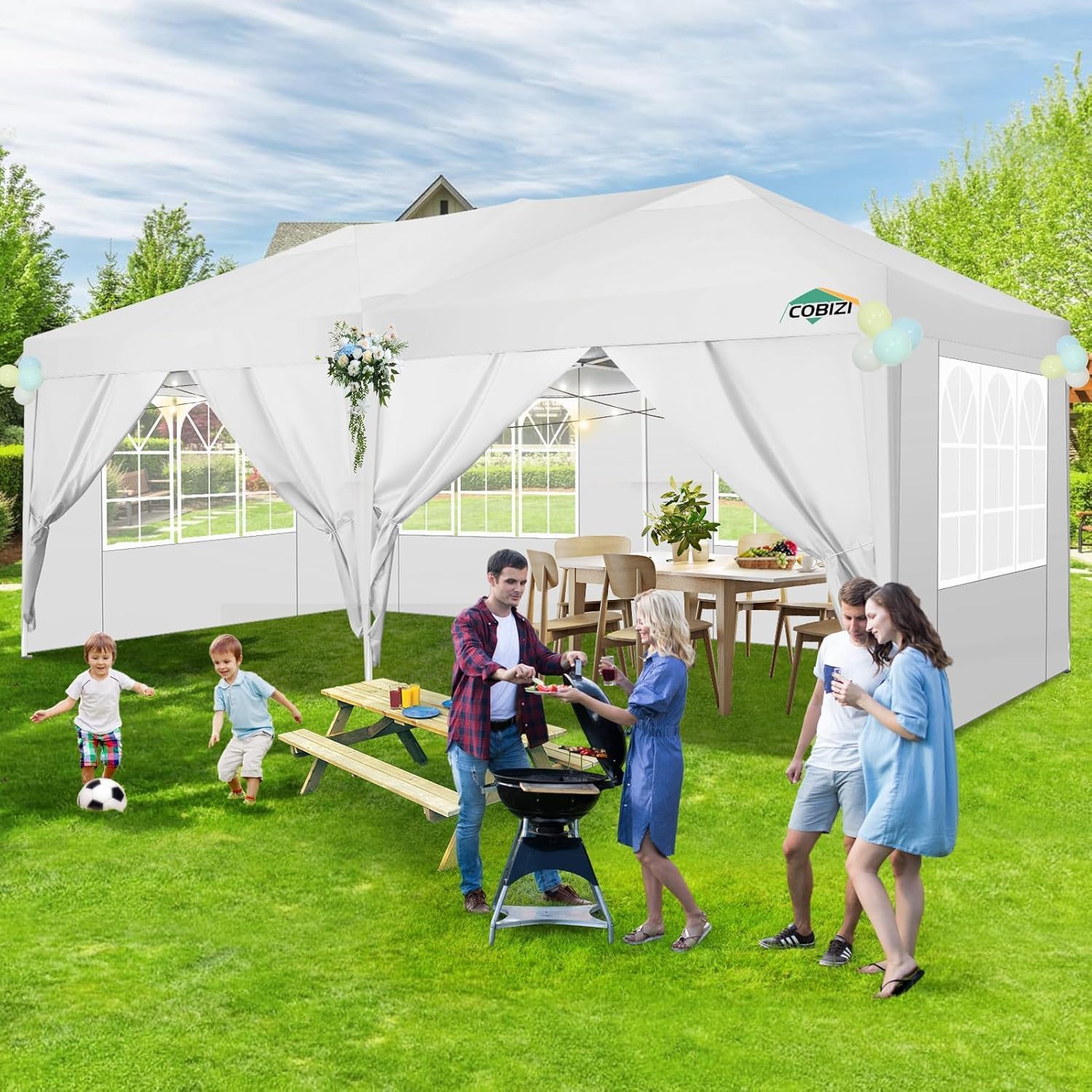 Cobizi Large 10'x20' Pop Up Canopy One-Push Setup with 6 Sidewalls SPC203