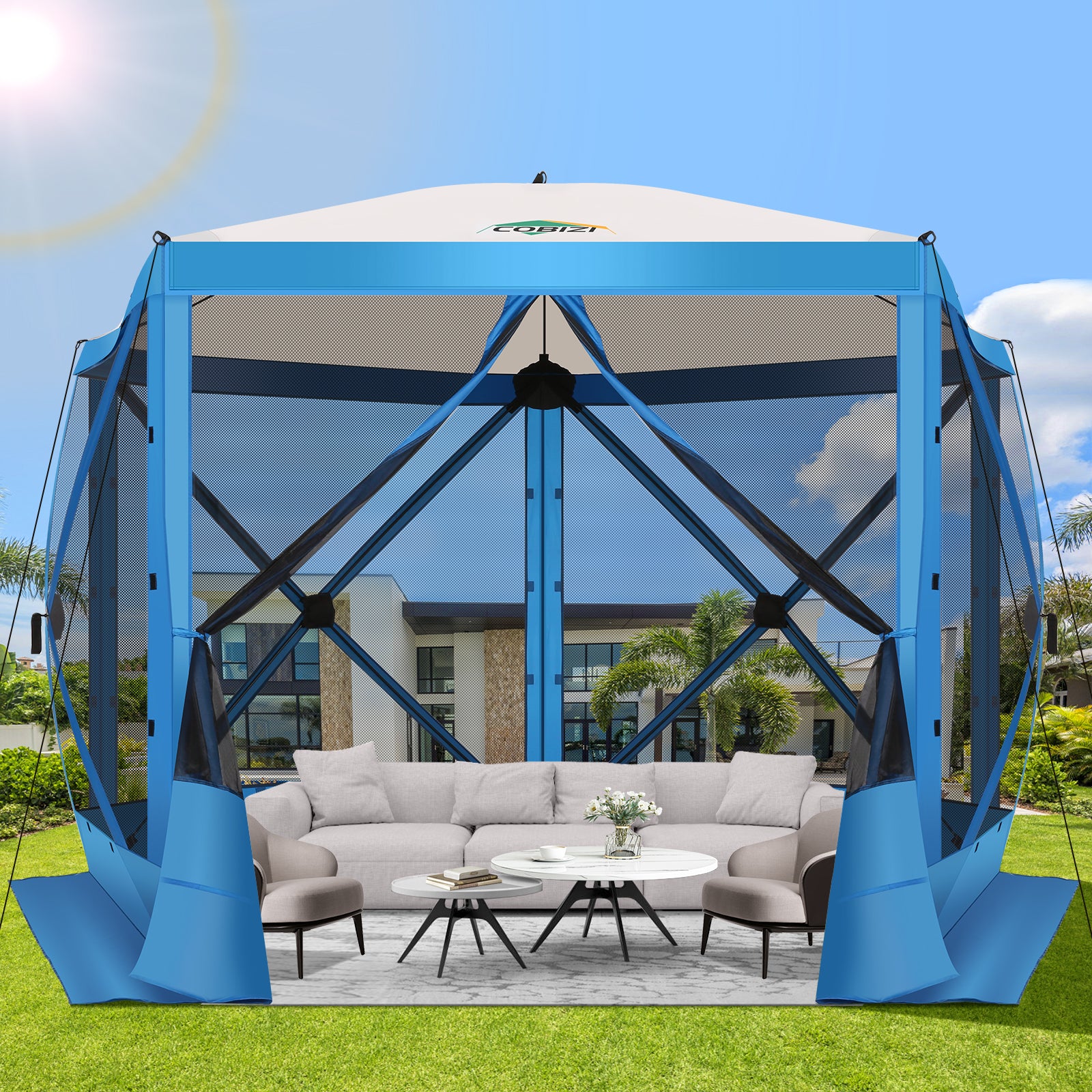 COBIZI 6'x6' Portable 4 Sidewall Pop Up Canopy Screen Tent, SPC44S