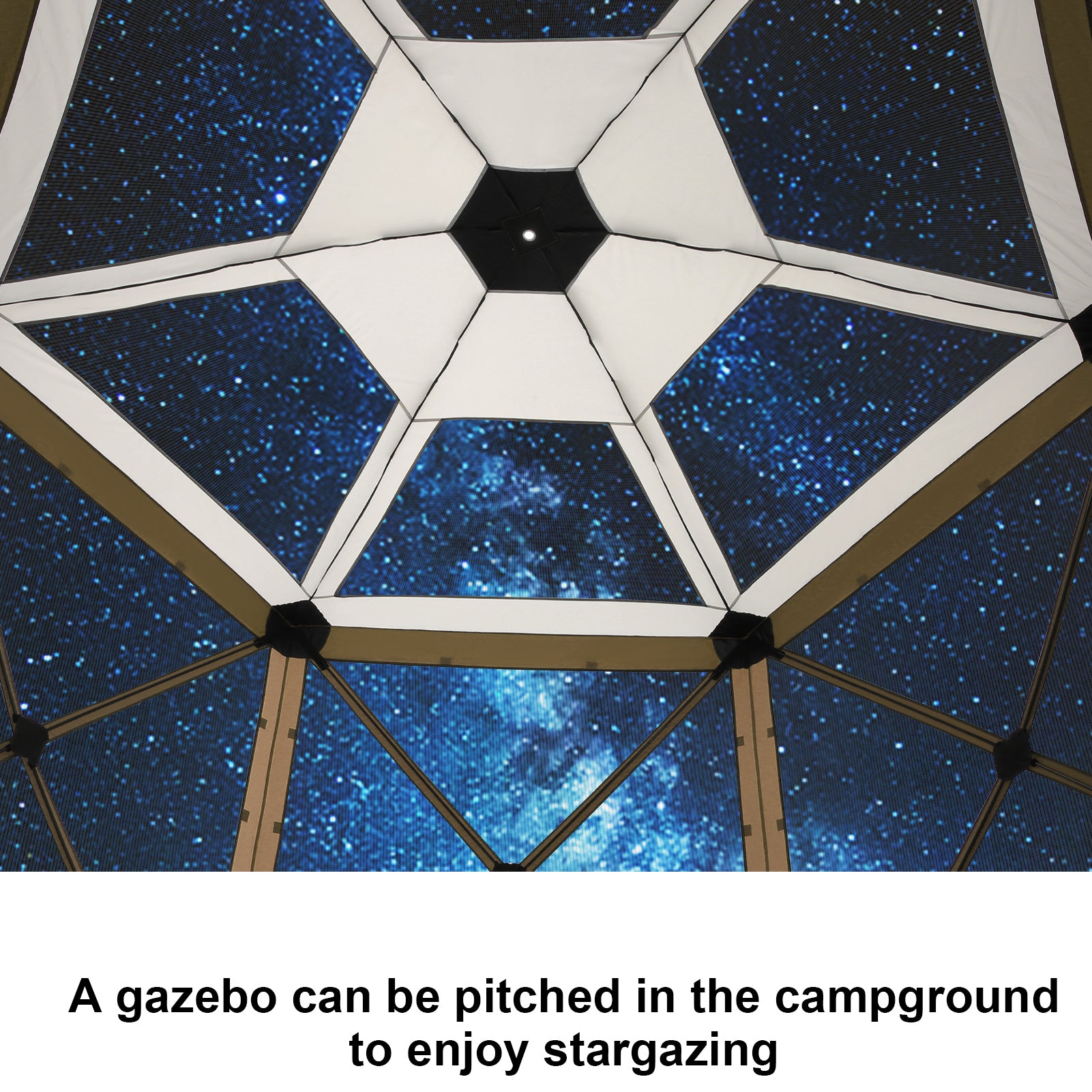 HOTEEL 12' x 12' Portable Pop-Up Outdoor Camping Gazebo, Screen Room with Mosquito Nettings, Waterproof, UV, Hub Tent Instant Screened Tent Canopy Shelter with Ground Stakes & Carry Bag, Beige