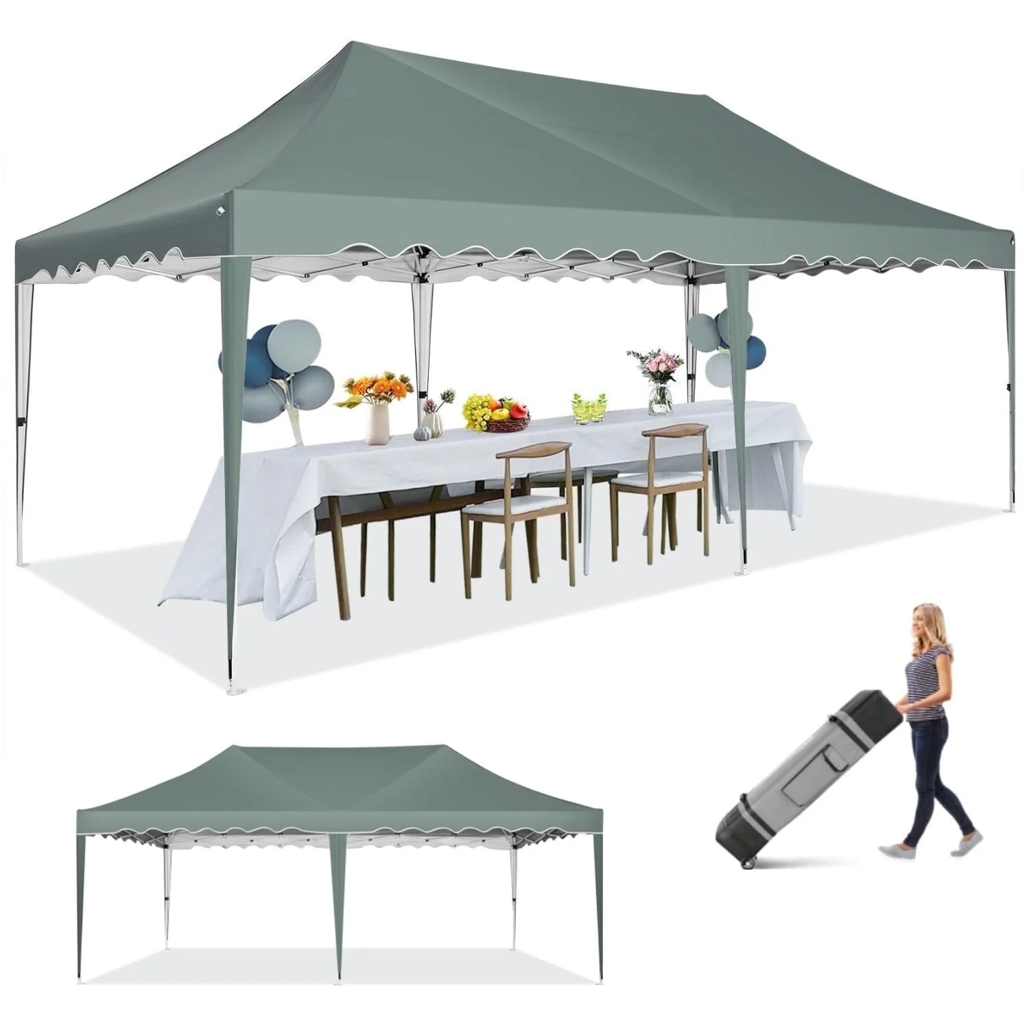 HOTEEL Canopy 10'x20' Pop Up Canopy Tent Heavy Duty Waterproof Adjustable Commercial Instant Canopy Outdoor Party Canopy Parties,Wedding,Outside Patio,Event,Backyard,White