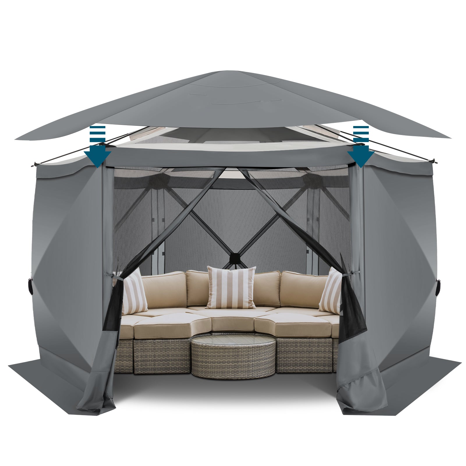 Cobizi 12'x12' Portable Pop-Up Camping Gazebo, Screen Tent with Mosquito Netting SPC185