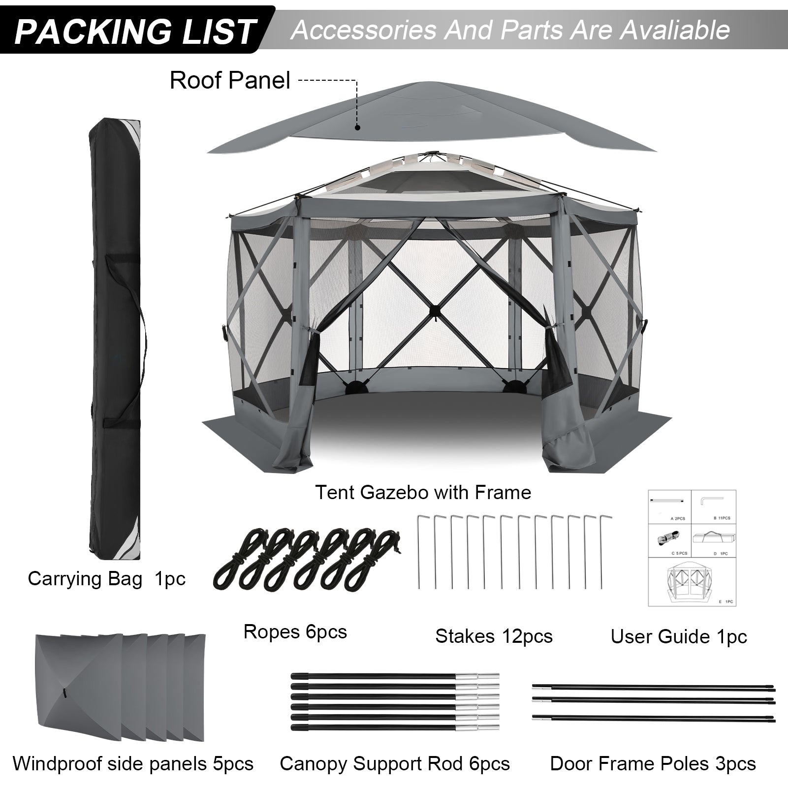 Cobizi 12'x12' Portable Pop-Up Camping Gazebo, Screen Tent with Mosquito Netting SPC185