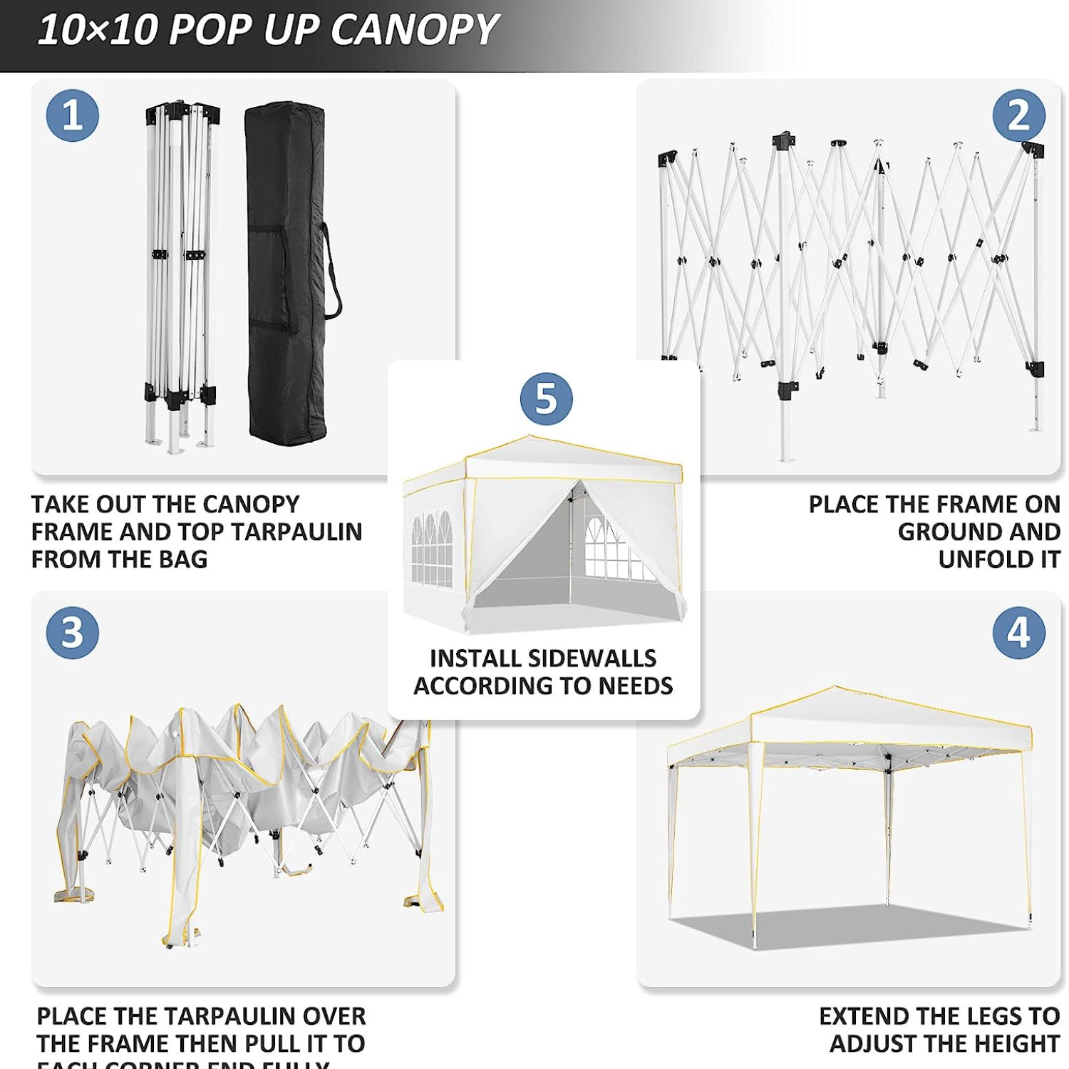 COBIZI 10'x10' Pop Up Outdoor Waterproof Commercial Canopy HZC000047