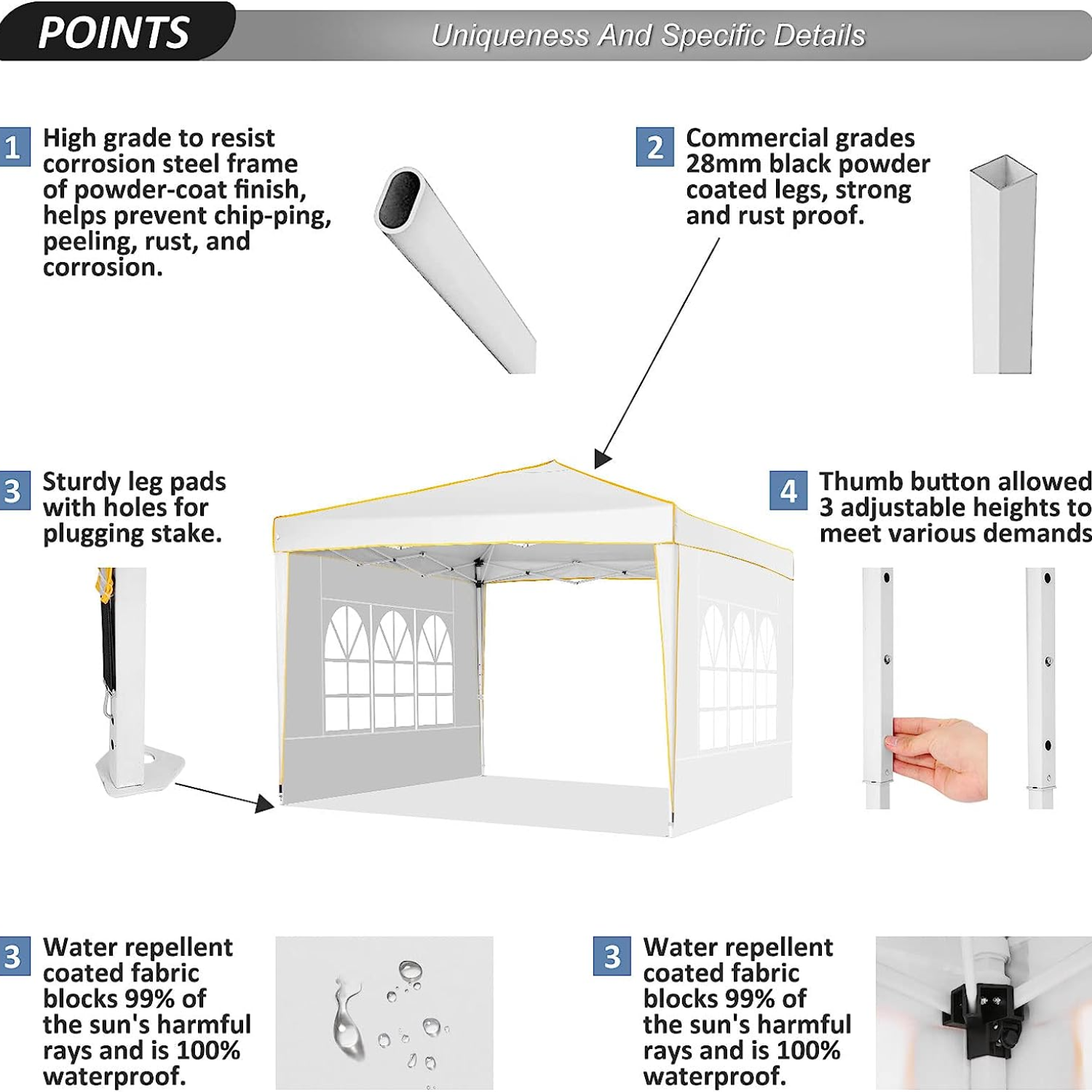 COBIZI 10'x10' Pop Up Outdoor Waterproof Commercial Canopy HZC000047