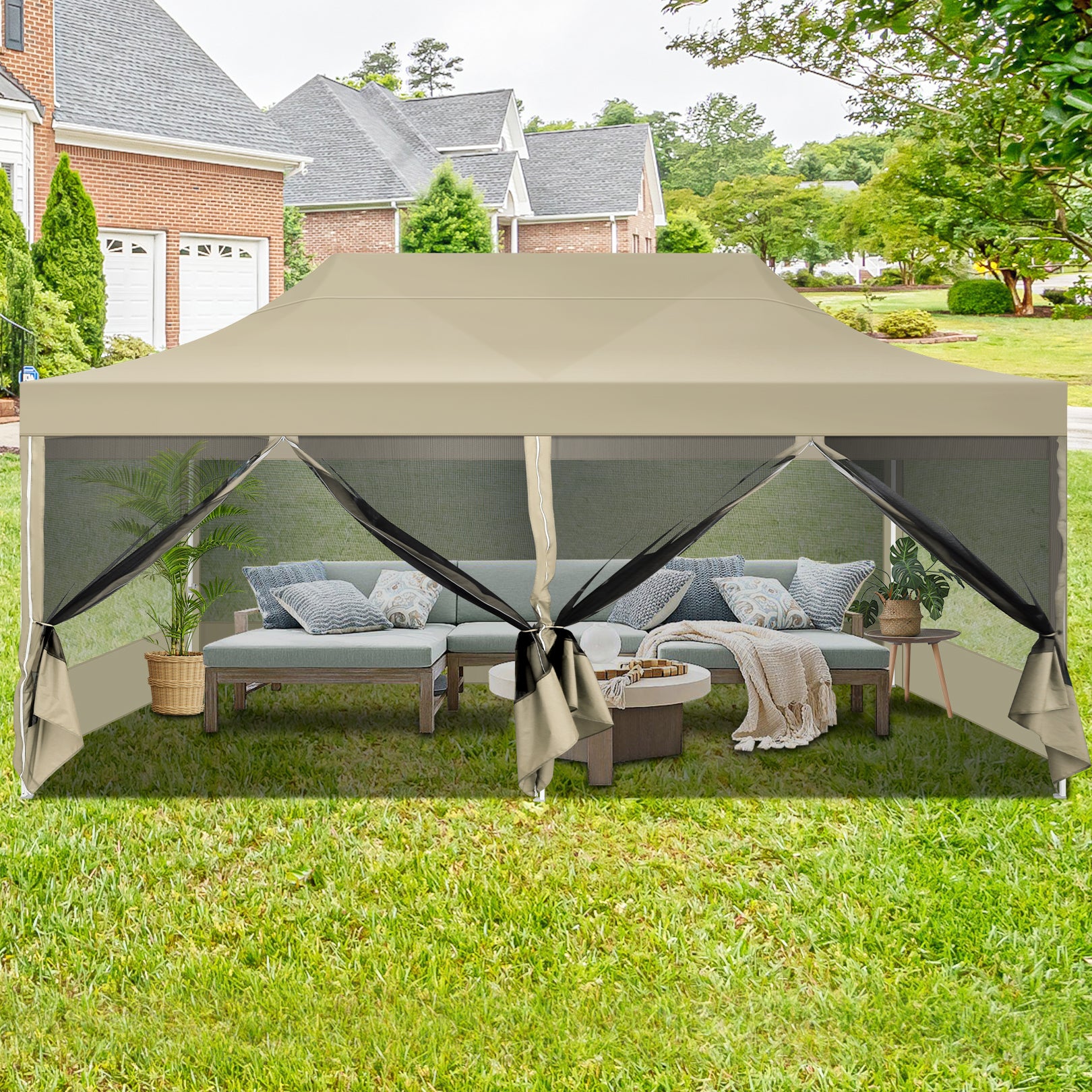 COBIZI 10'x20' Heavy Duty Canopy Gazebo, Ez up with 6 Netting Sidewalls SPC97