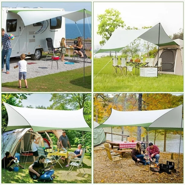 COBIZI 12x14FT Camping Tarp Waterproof Hammock Rain Fly UV UPF50+ Tent Tarp for Under Tent,Outdoor,Traveling, Hilking and Backpacking Trips, Blue & White