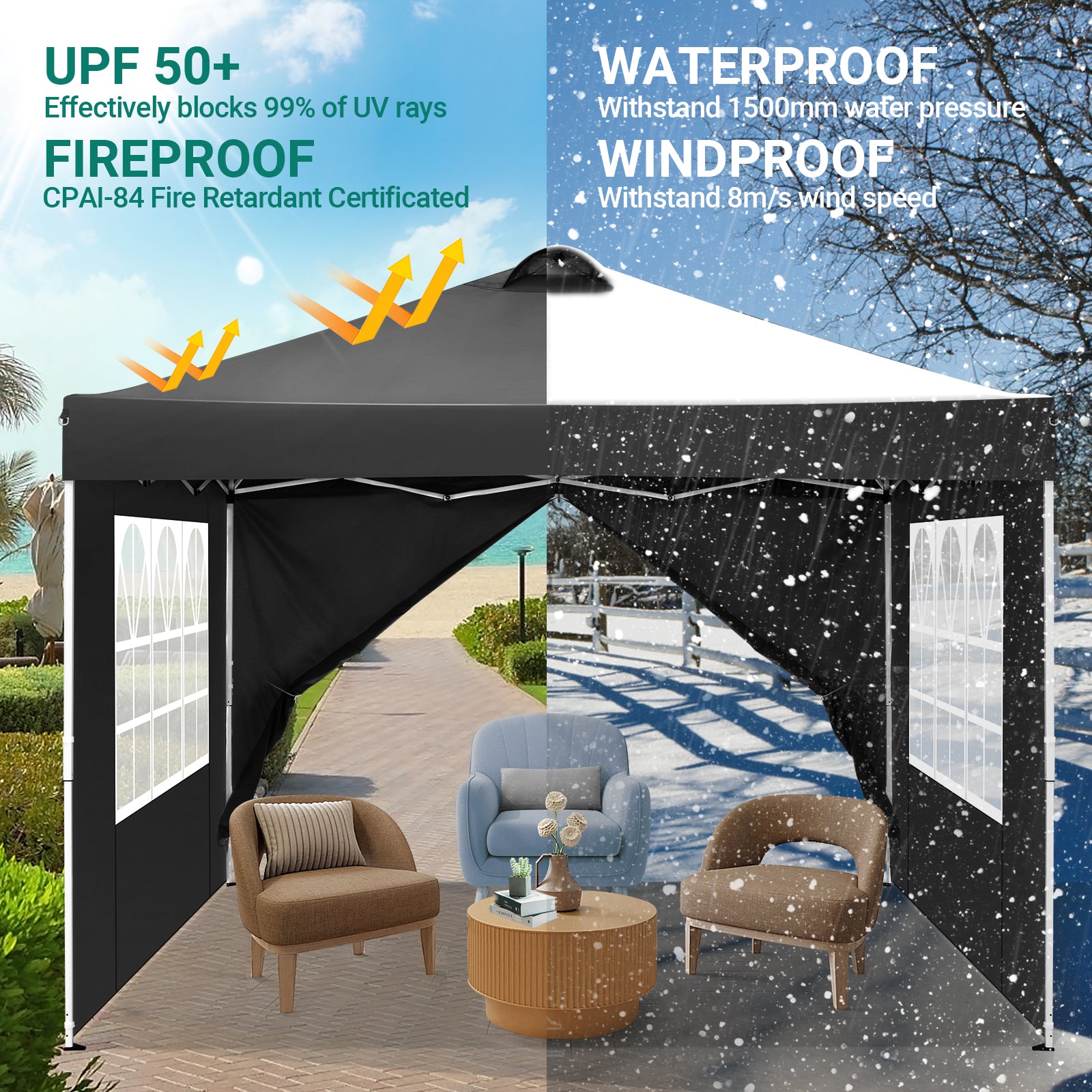 COBIZI 10x10 Pop Up Canopy Tent with 4 Sidewalls