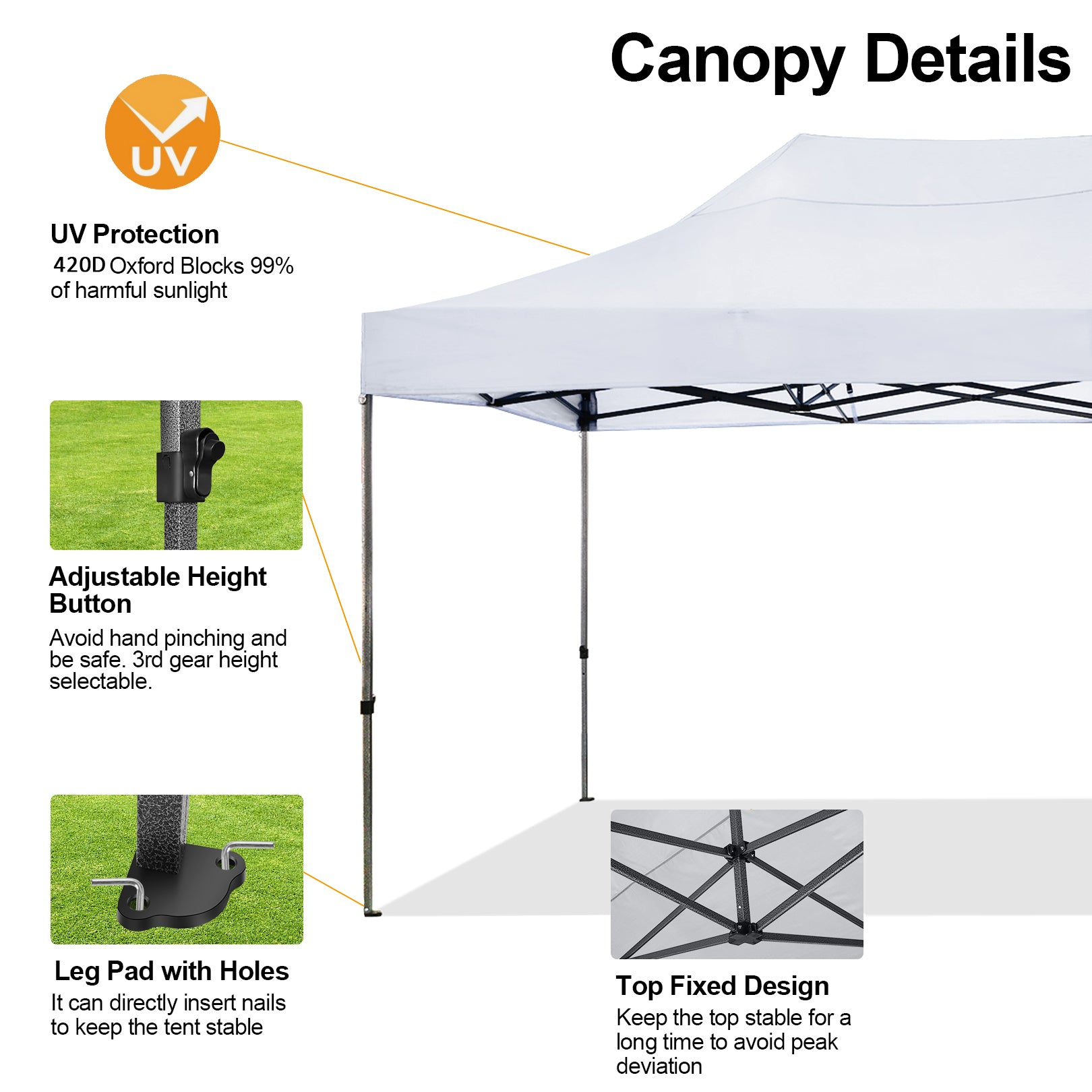 COBIZI 10'x20' Easy Pop Up Heavy Duty Canopy, Anti-UV & Waterproof SPC27
