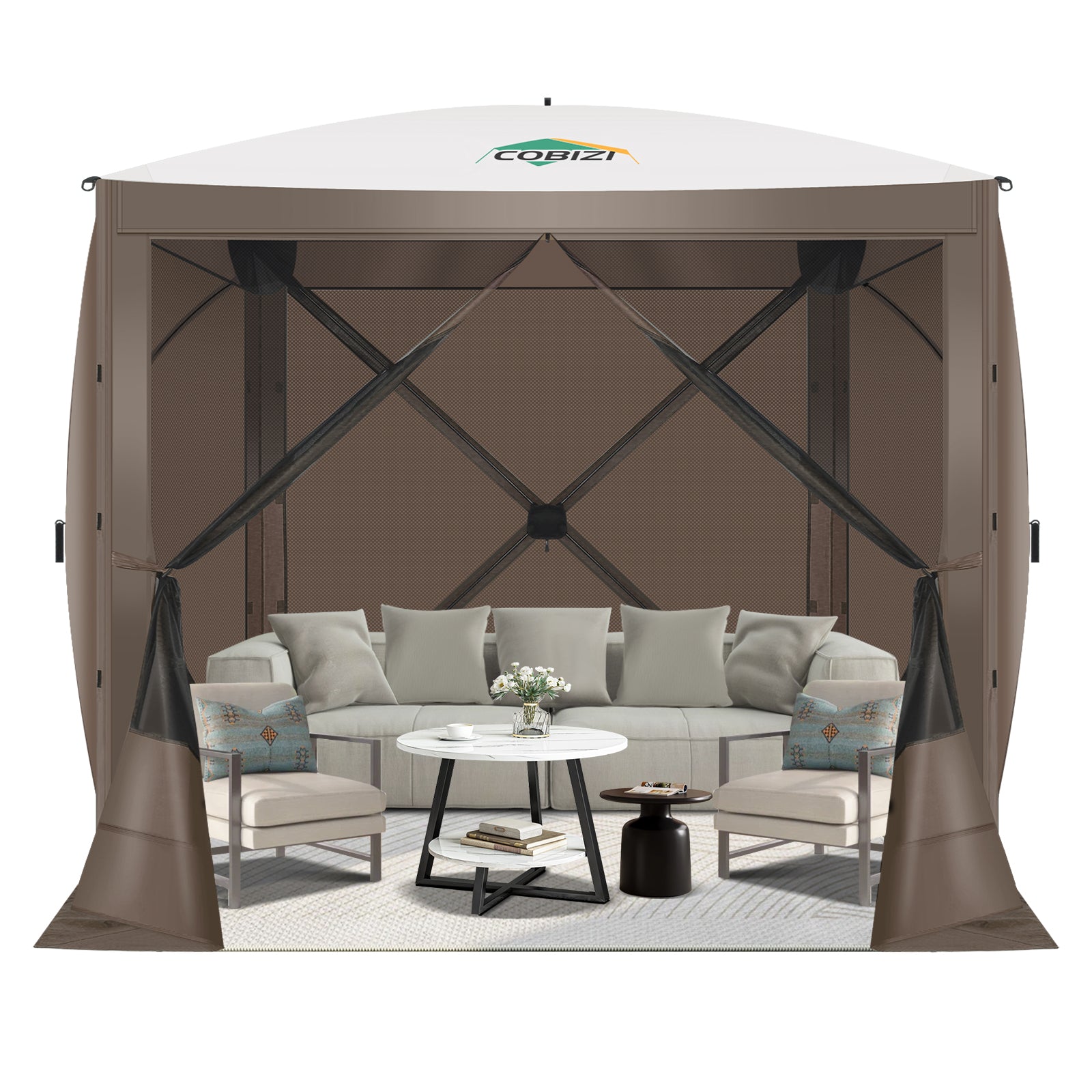 COBIZI 6'x6' Portable 4 Sidewall Pop Up Canopy Screen Tent, SPC000044S