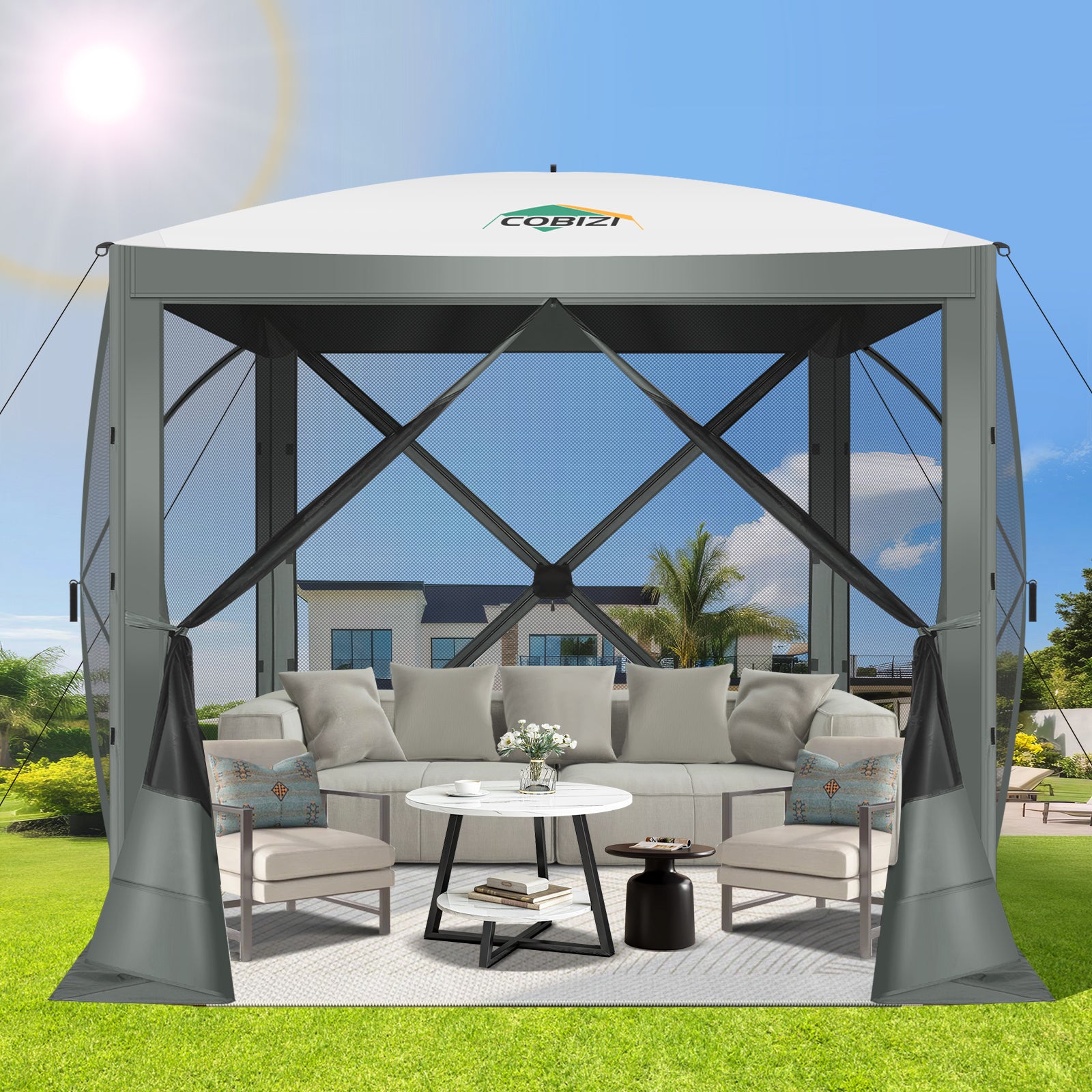 COBIZI 6'x6' Portable 4 Sidewall Pop Up Canopy Screen Tent, SPC44S